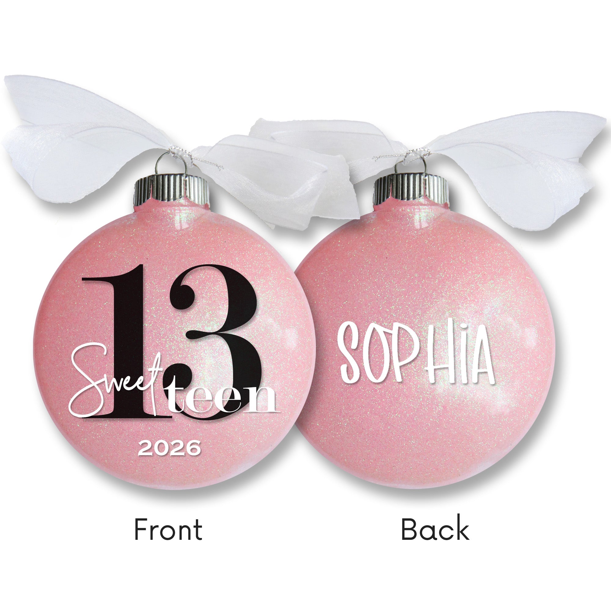 Personalized 13th Birthday Sweet Teen Glitter Christmas Ornament - Custom Name & Year Keepsake