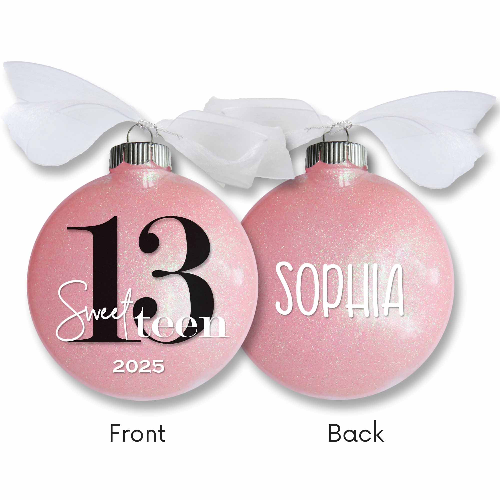 Personalized 13th Birthday Sweet Teen Glitter Christmas Ornament - Custom Name & Year Keepsake