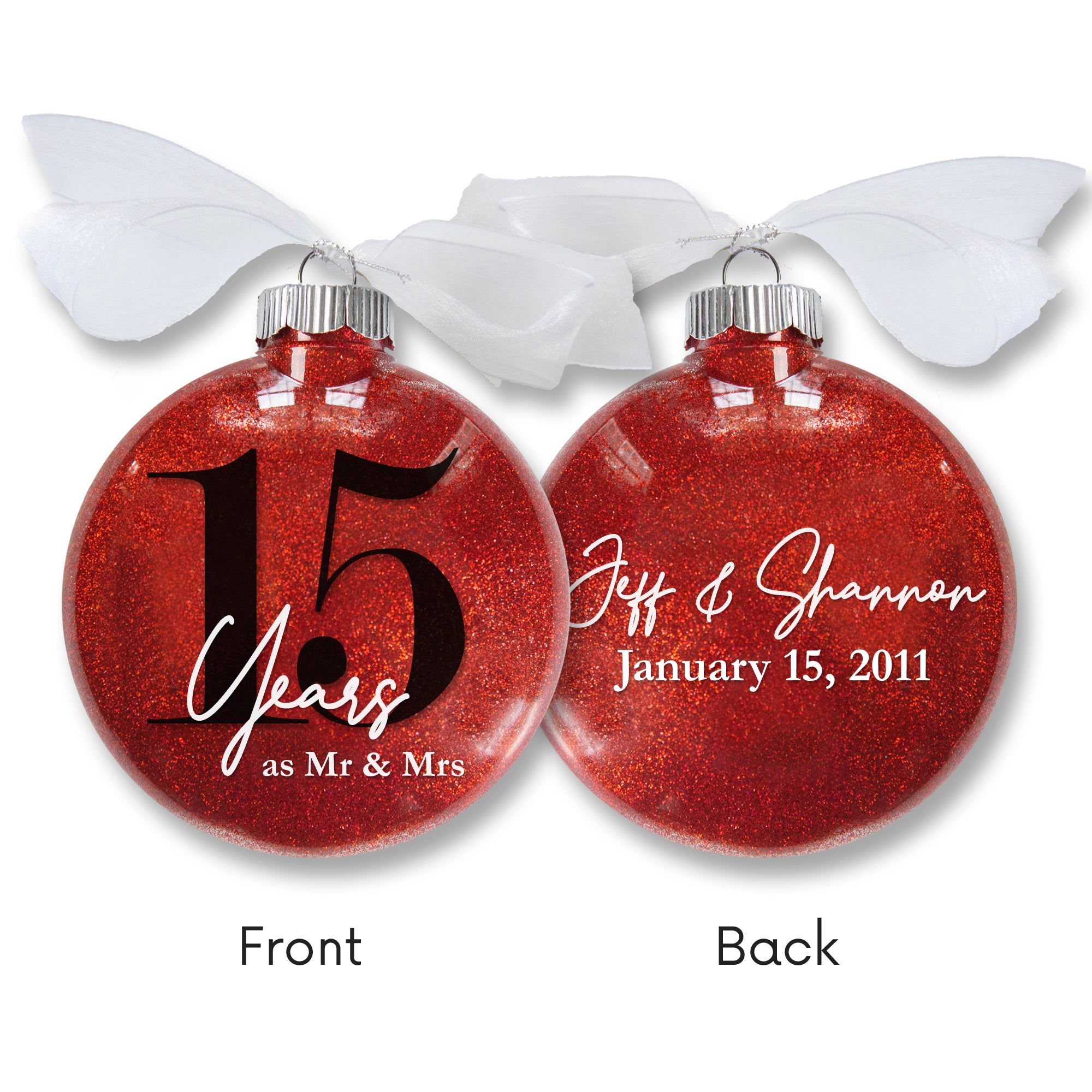 Personalized Anniversary Glitter Ornament – Milestone Keepsake Gift