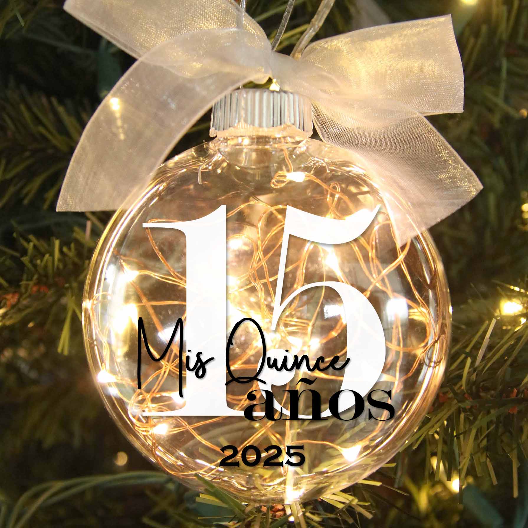 Personalized 15 Mis Quince AÃ±os Birthday Lighted Christmas Ornament
