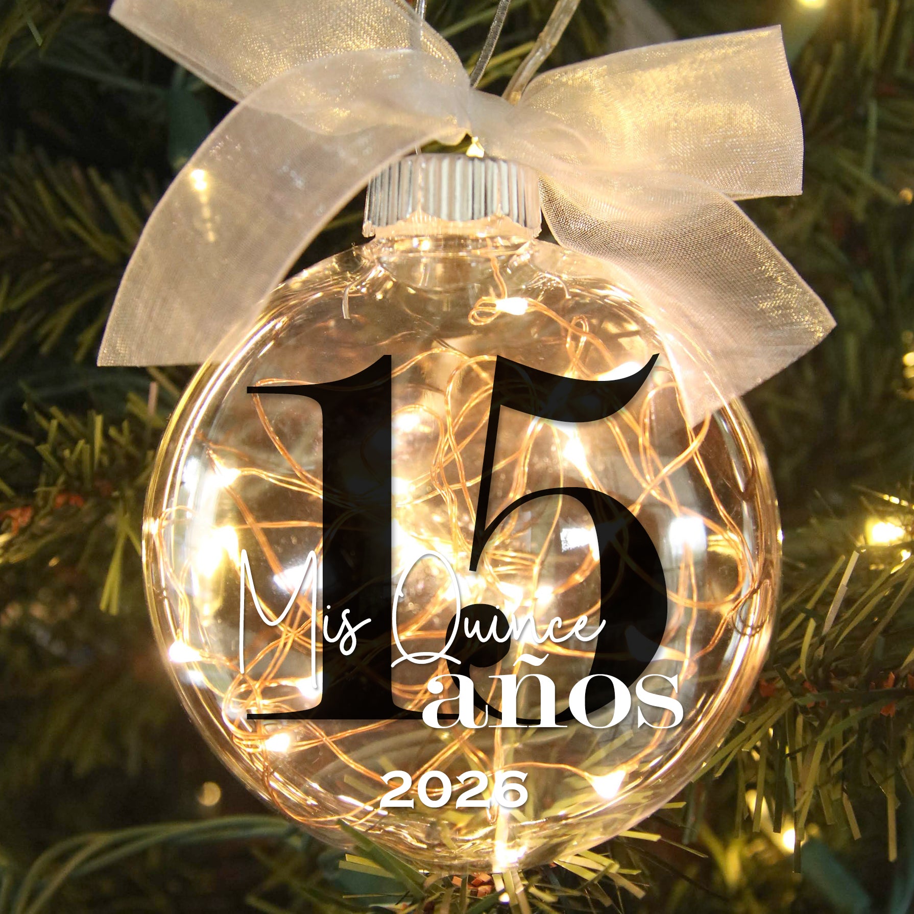 Personalized 15 Mis Quince AÃ±os Birthday Lighted Christmas Ornament