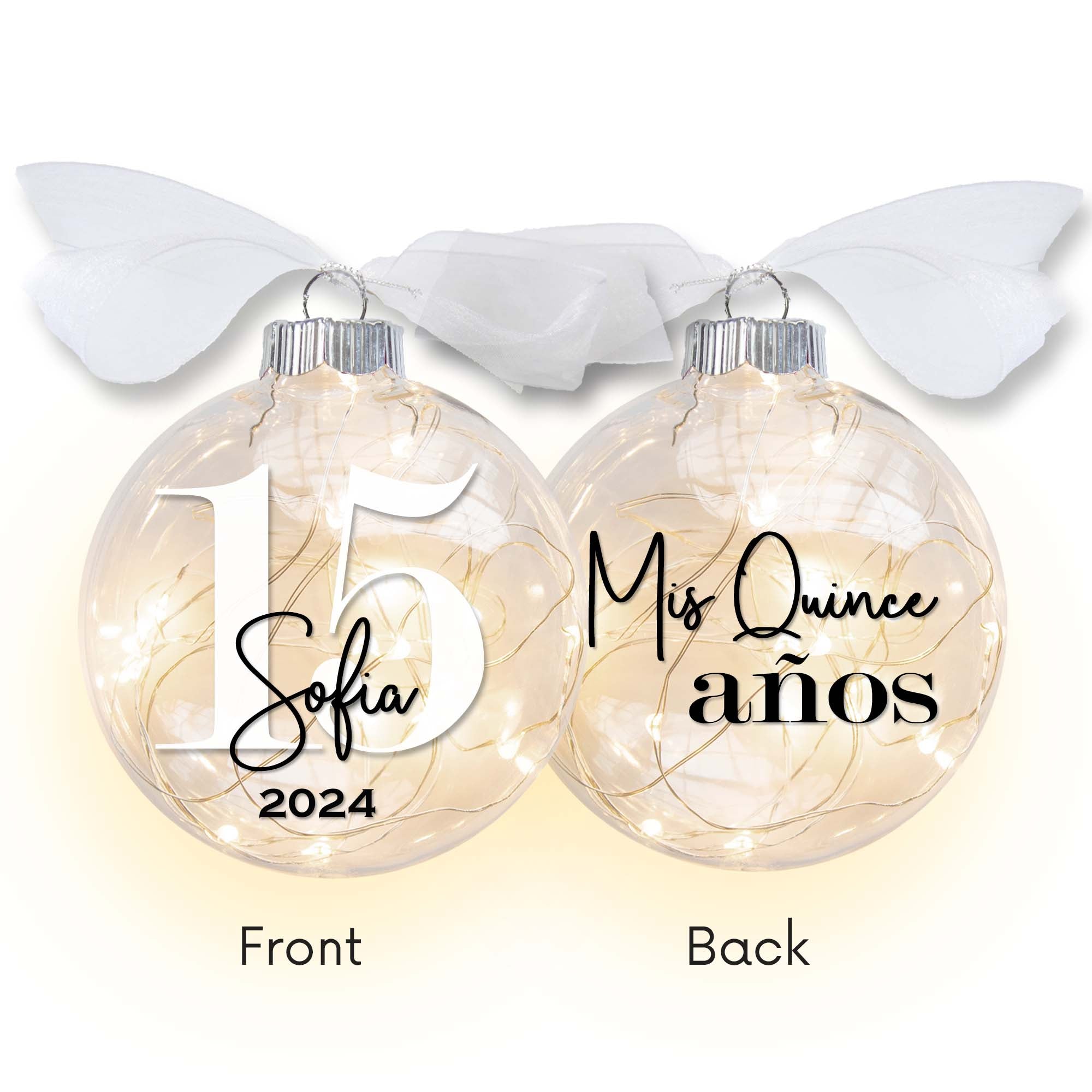 Personalized 15th Mis Quince Años lighted ornament