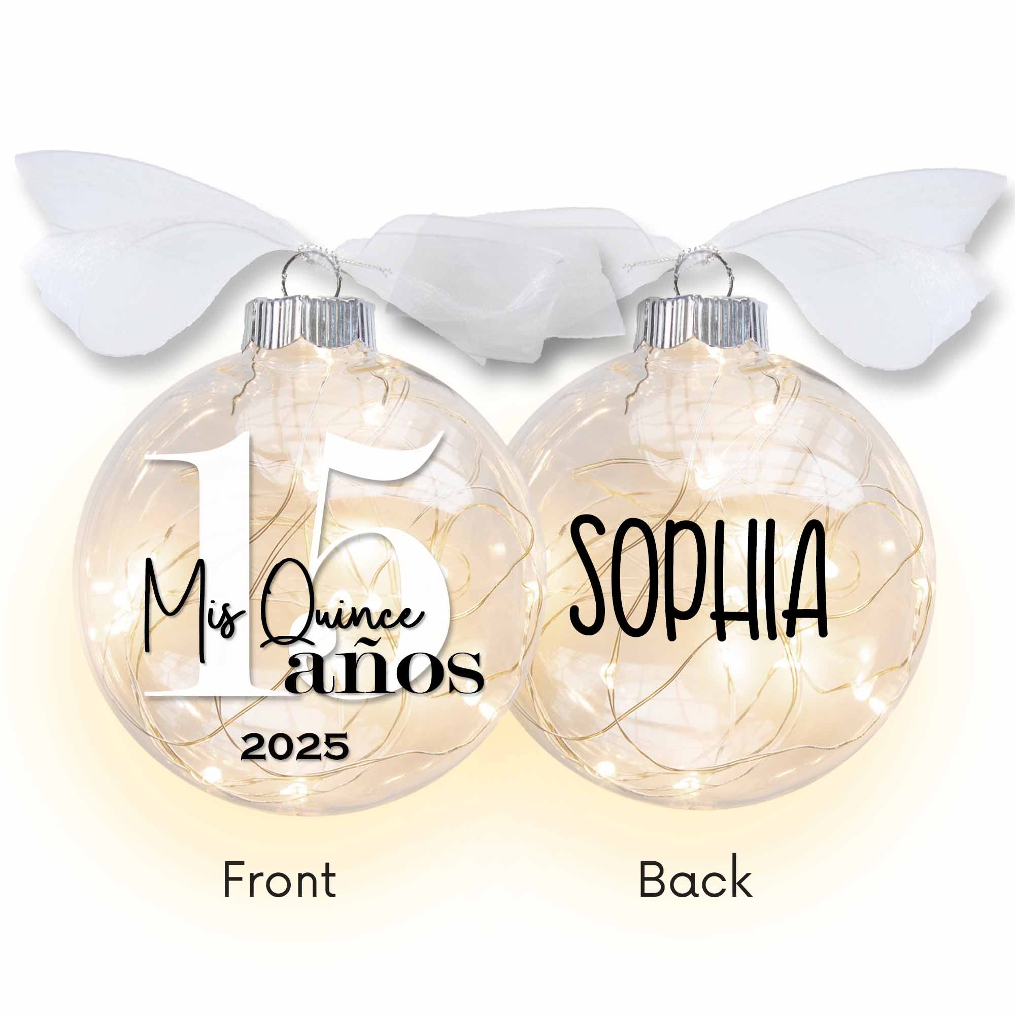 Personalized 15 Mis Quince AÃ±os Birthday Lighted Christmas Ornament