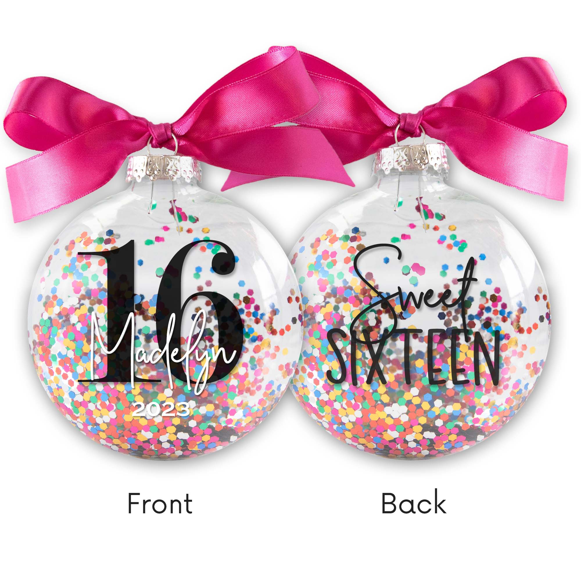 16th Sweet Sixteen Birthday Confetti Christmas Ornament