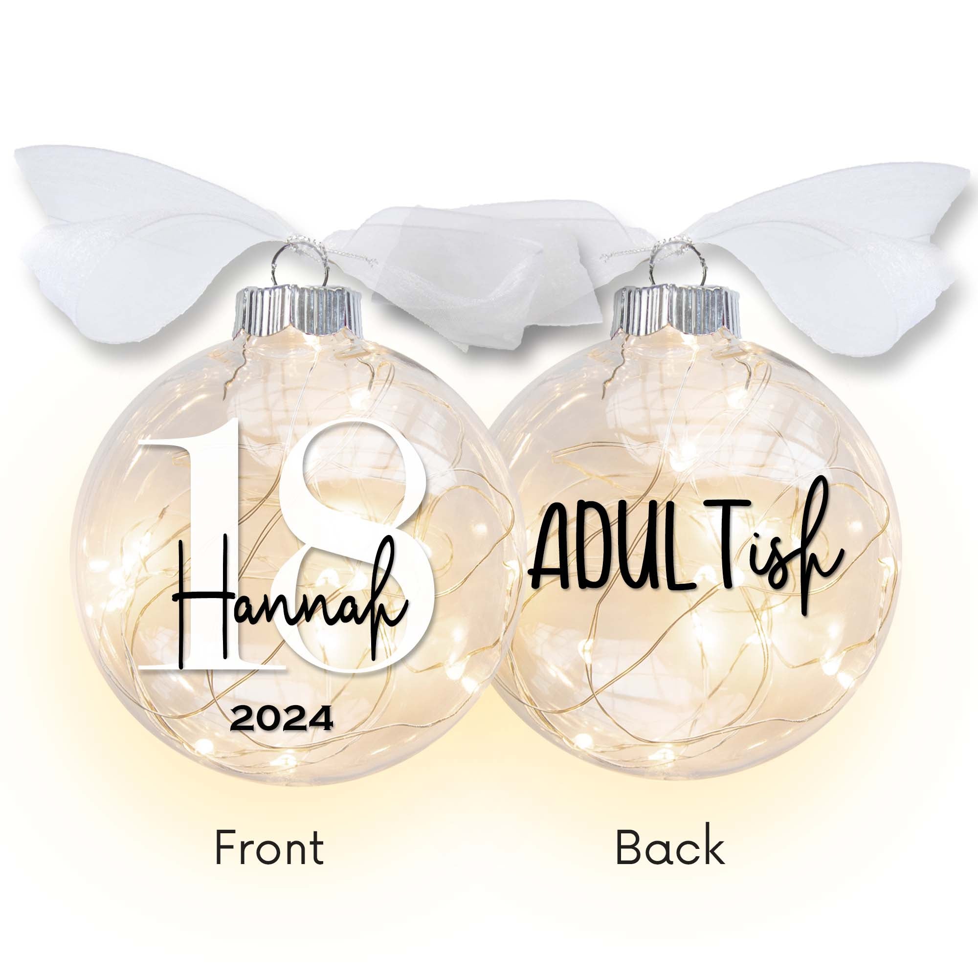 Personalized 18th birthday light-up ornament