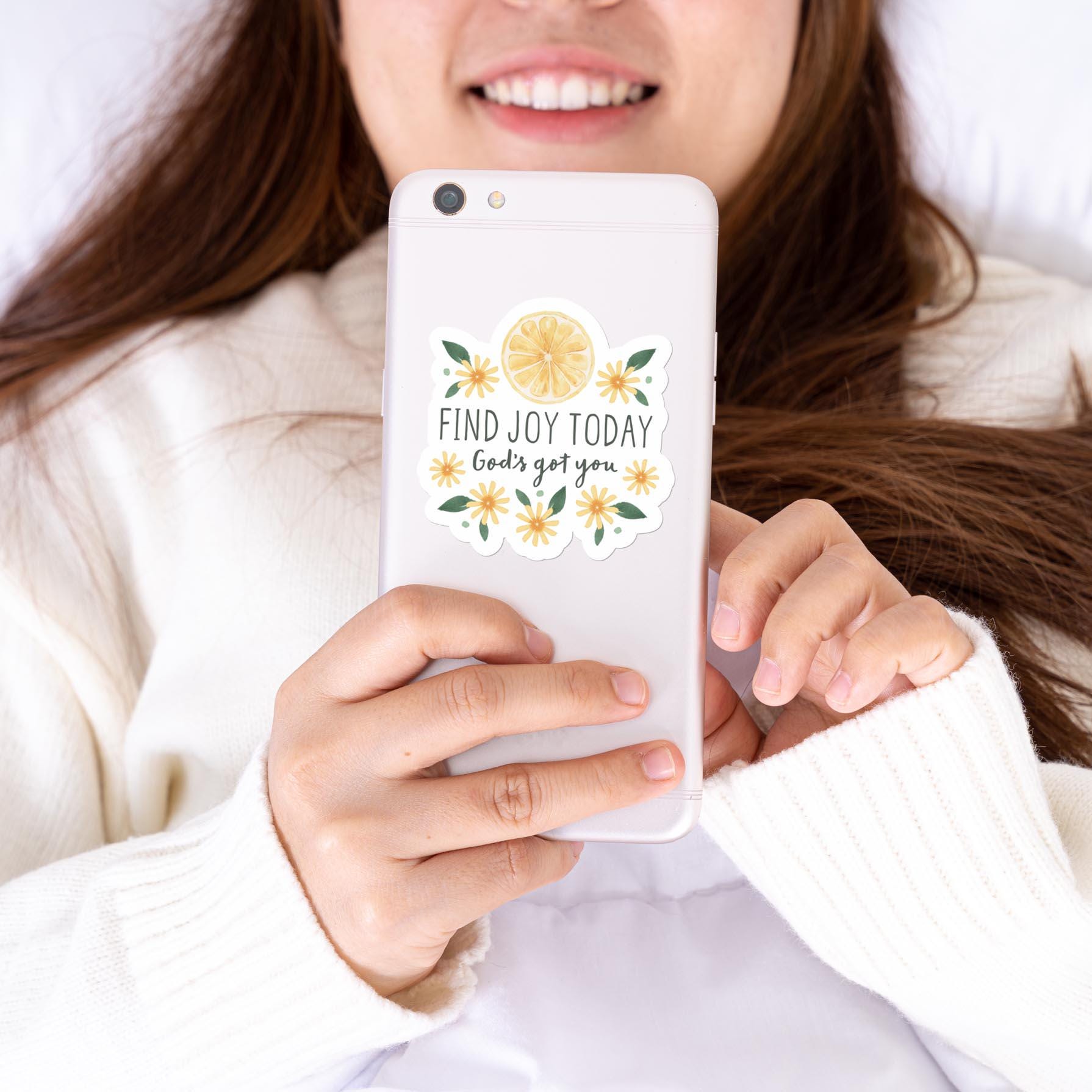 Find Joy Today Christian Sticker - Lemon Floral Faith Sticker