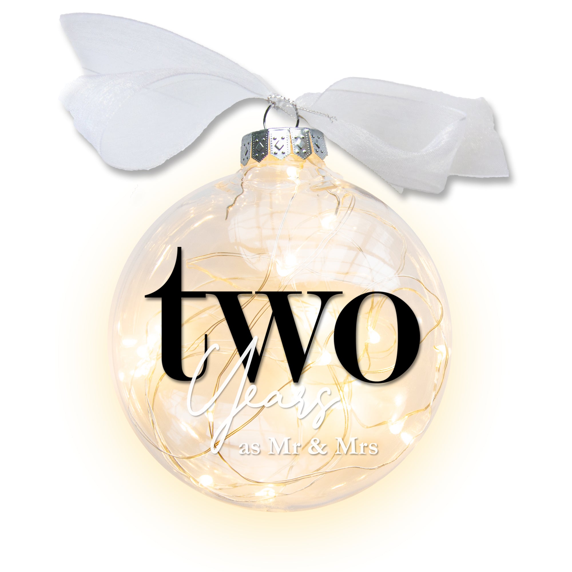 2nd Wedding Anniversary Lighted Christmas Ornament