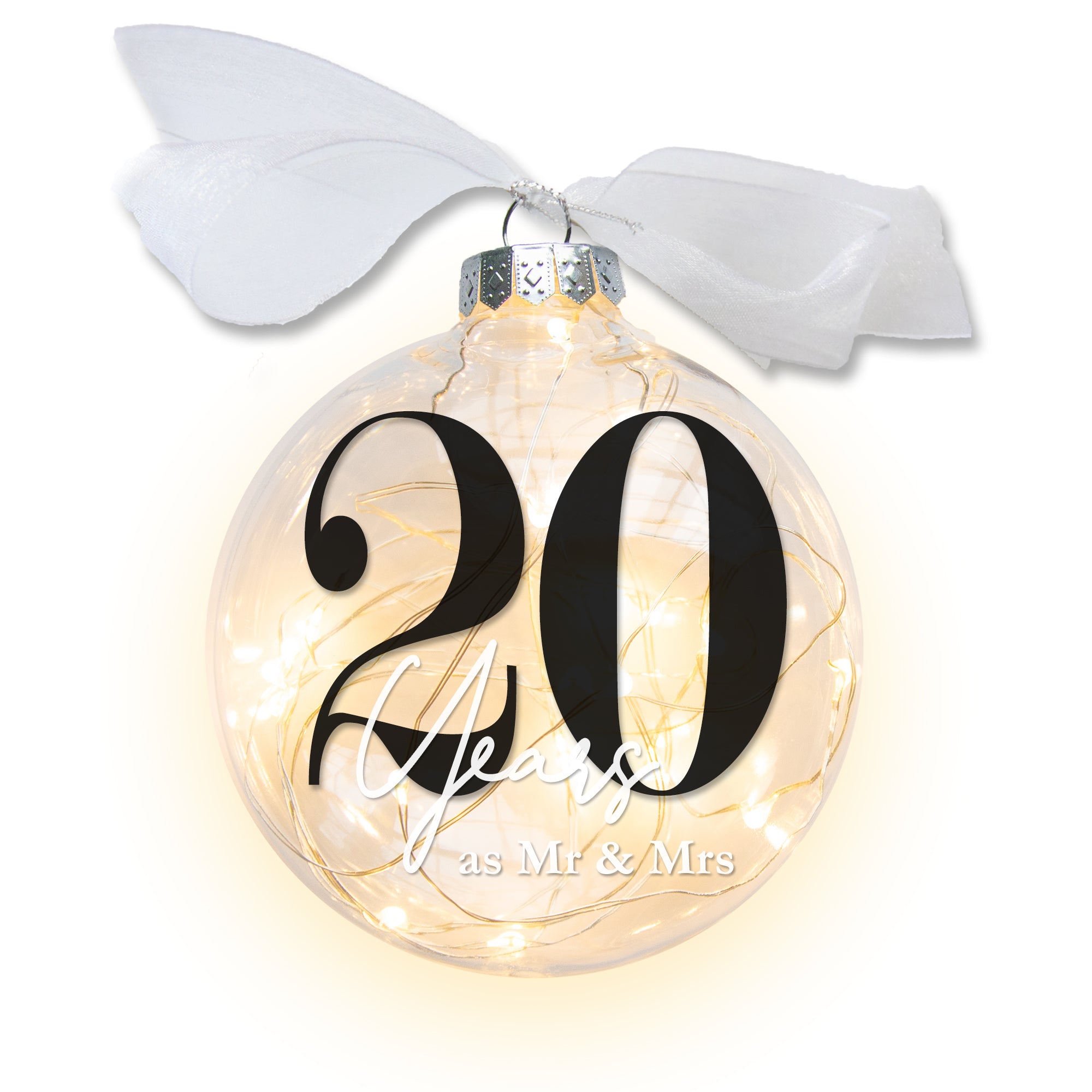 20th Wedding Anniversary Lighted Christmas Ornament