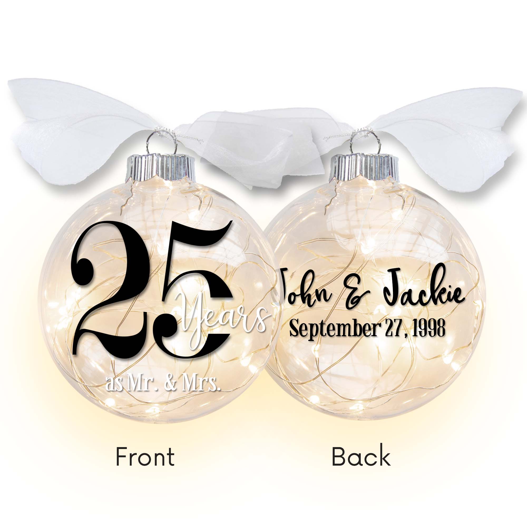 25th Anniversary Christmas Ornament Personalized