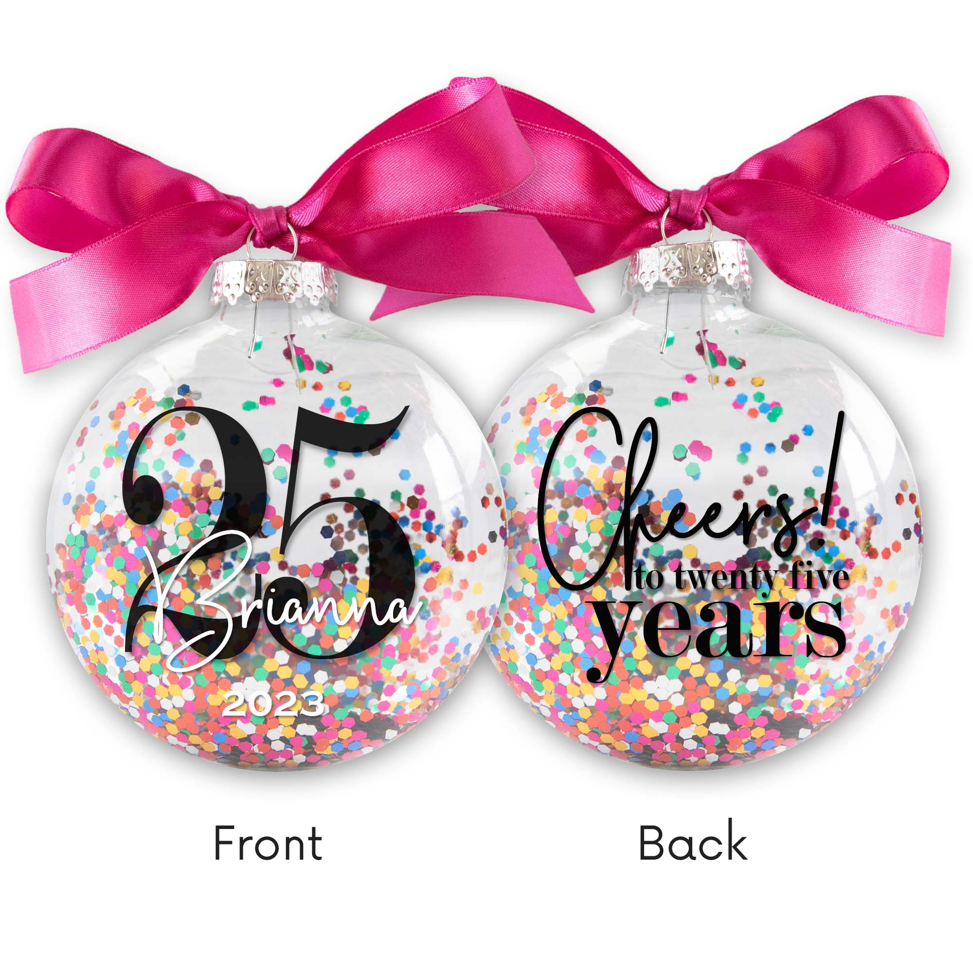 25th Birthday Confetti Christmas Ornament