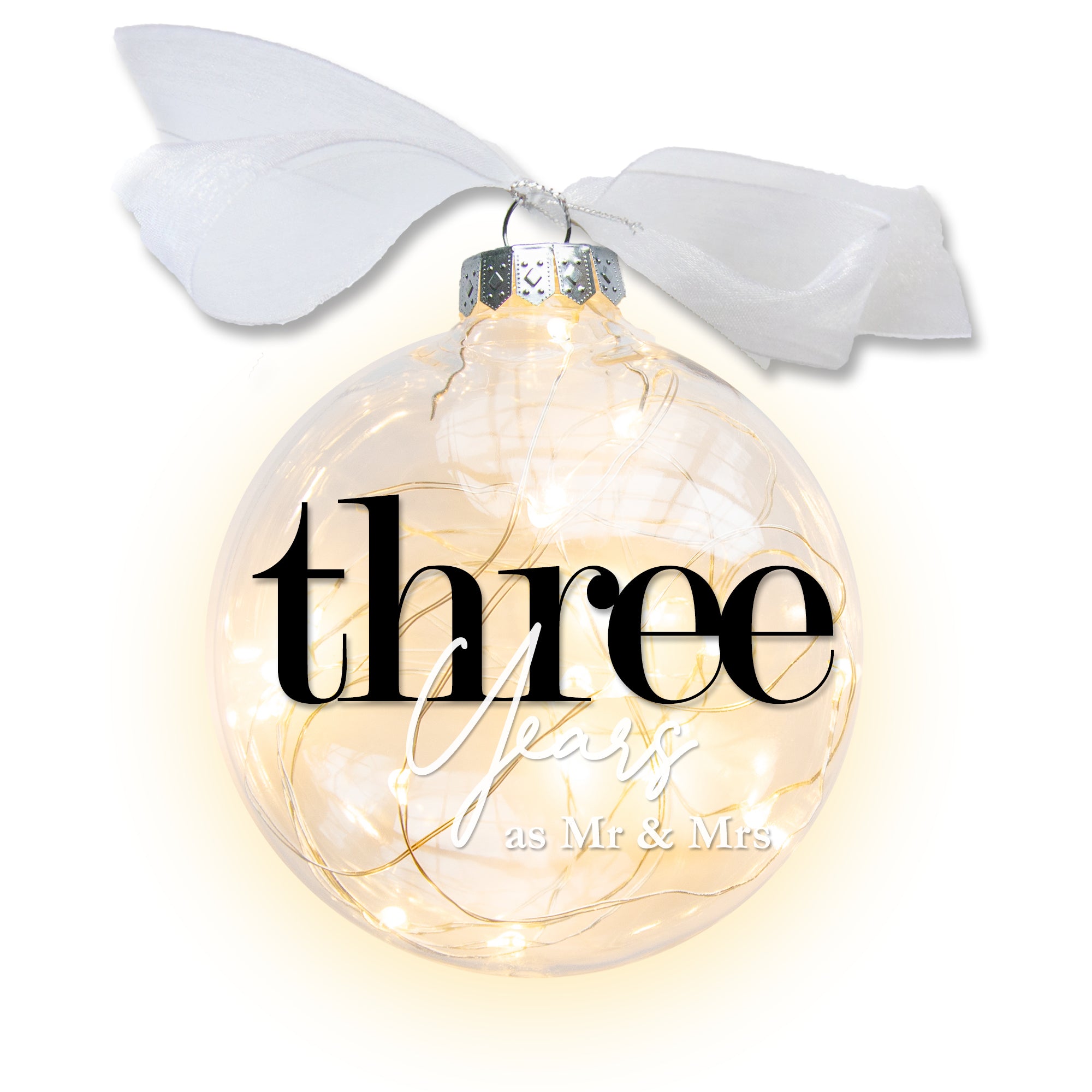 3rd Wedding Anniversary Lighted Christmas Ornament