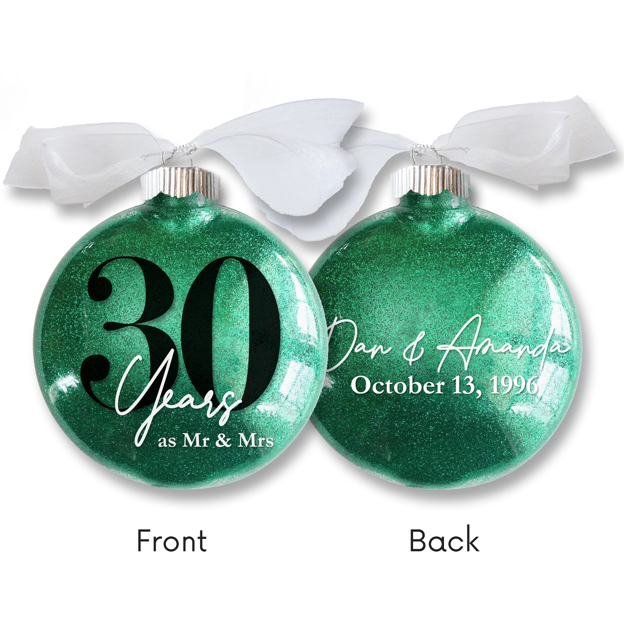 Personalized Anniversary Glitter Ornament – Milestone Keepsake Gift