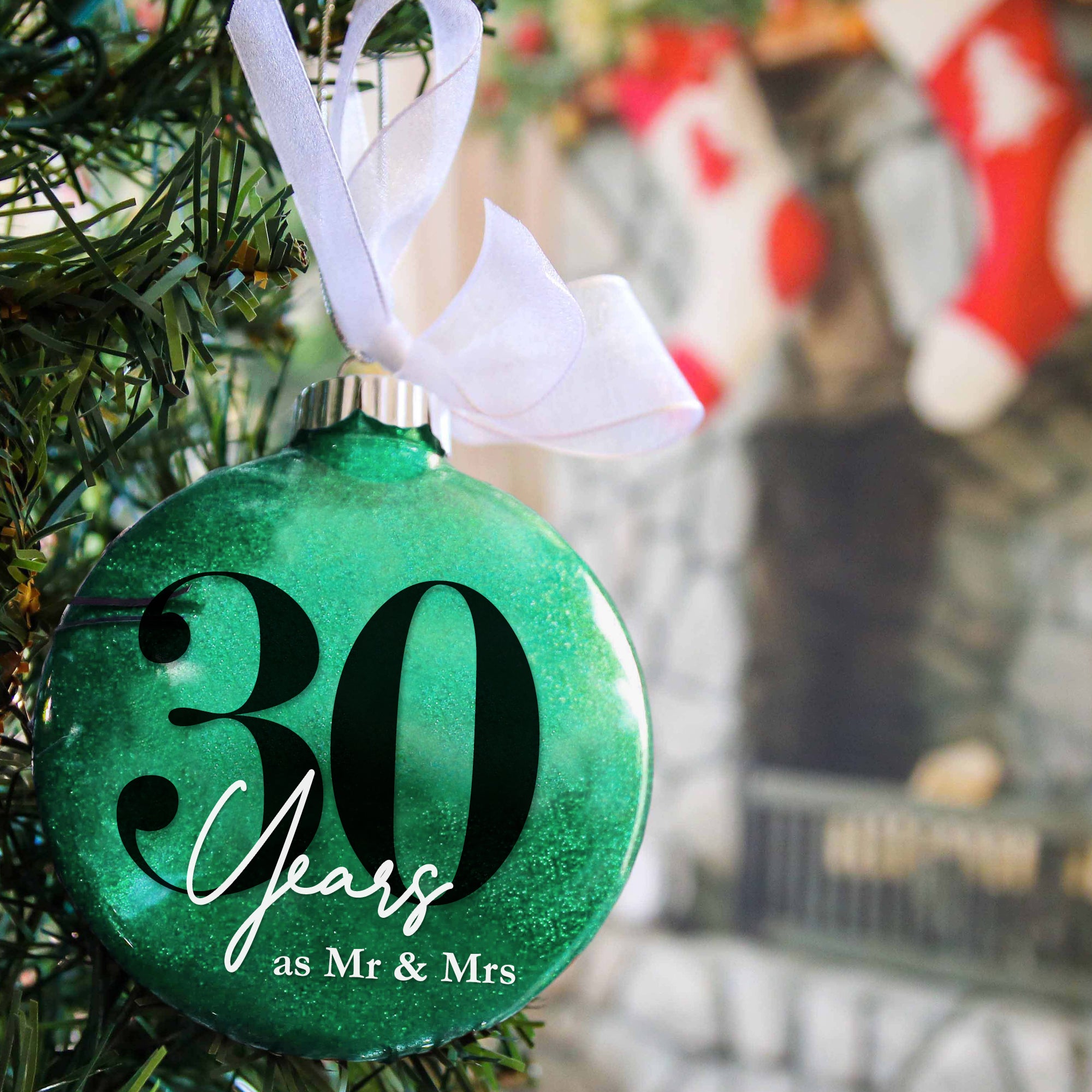 30th Wedding Anniversary Glitter Christmas Ornament