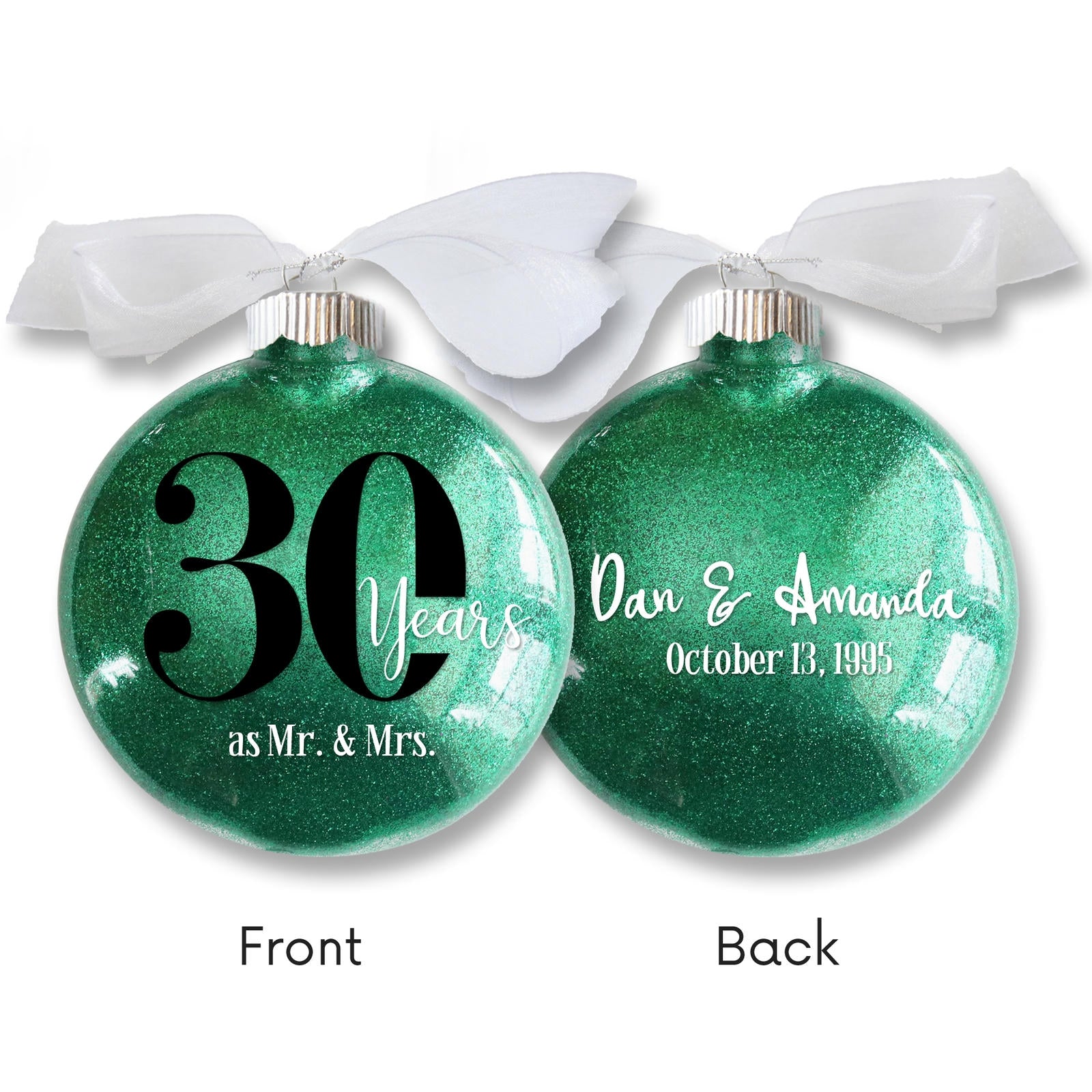 30th Wedding Anniversary Glitter Christmas Ornament