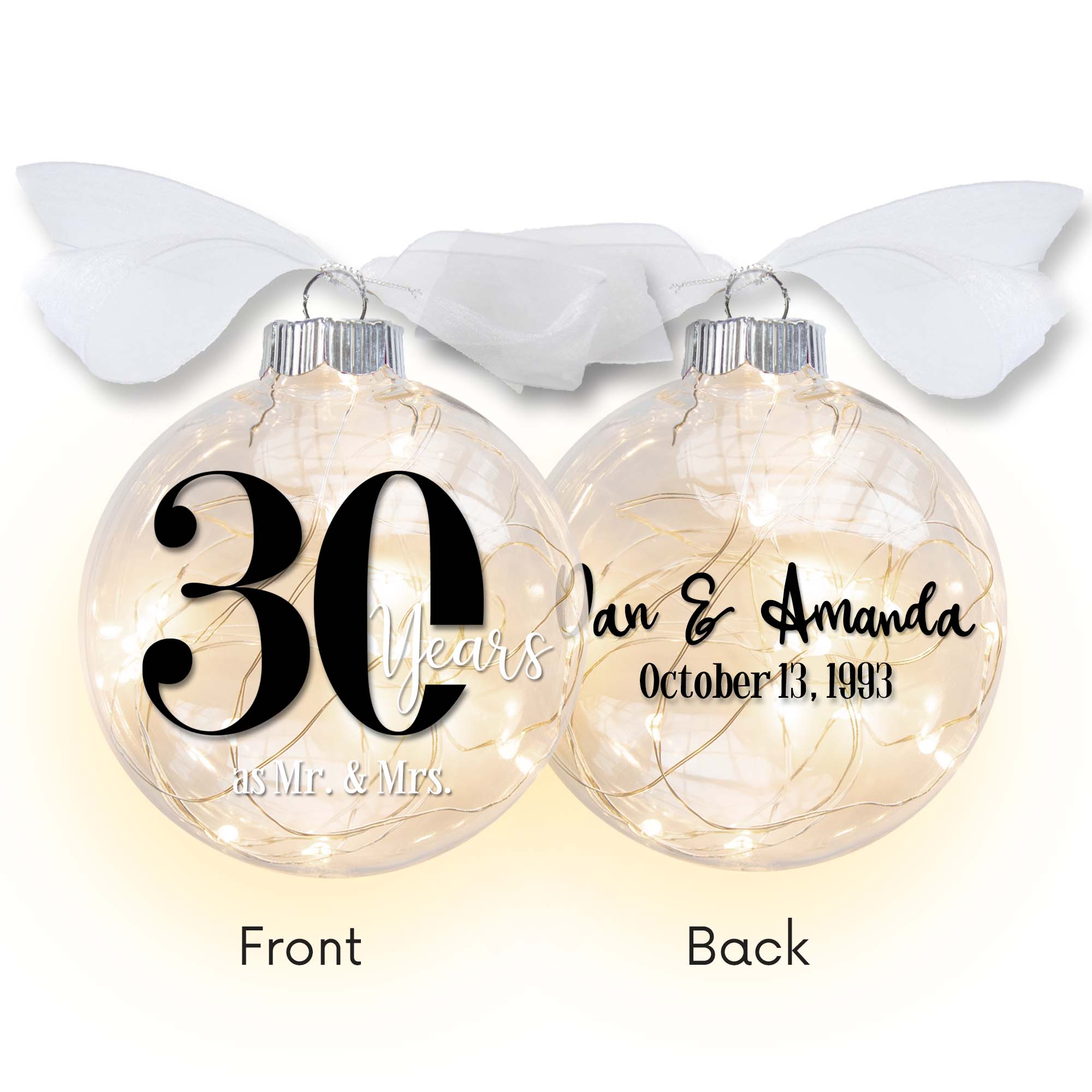 Personalized Anniversary Lighted Ornament – Milestone Keepsake Gift