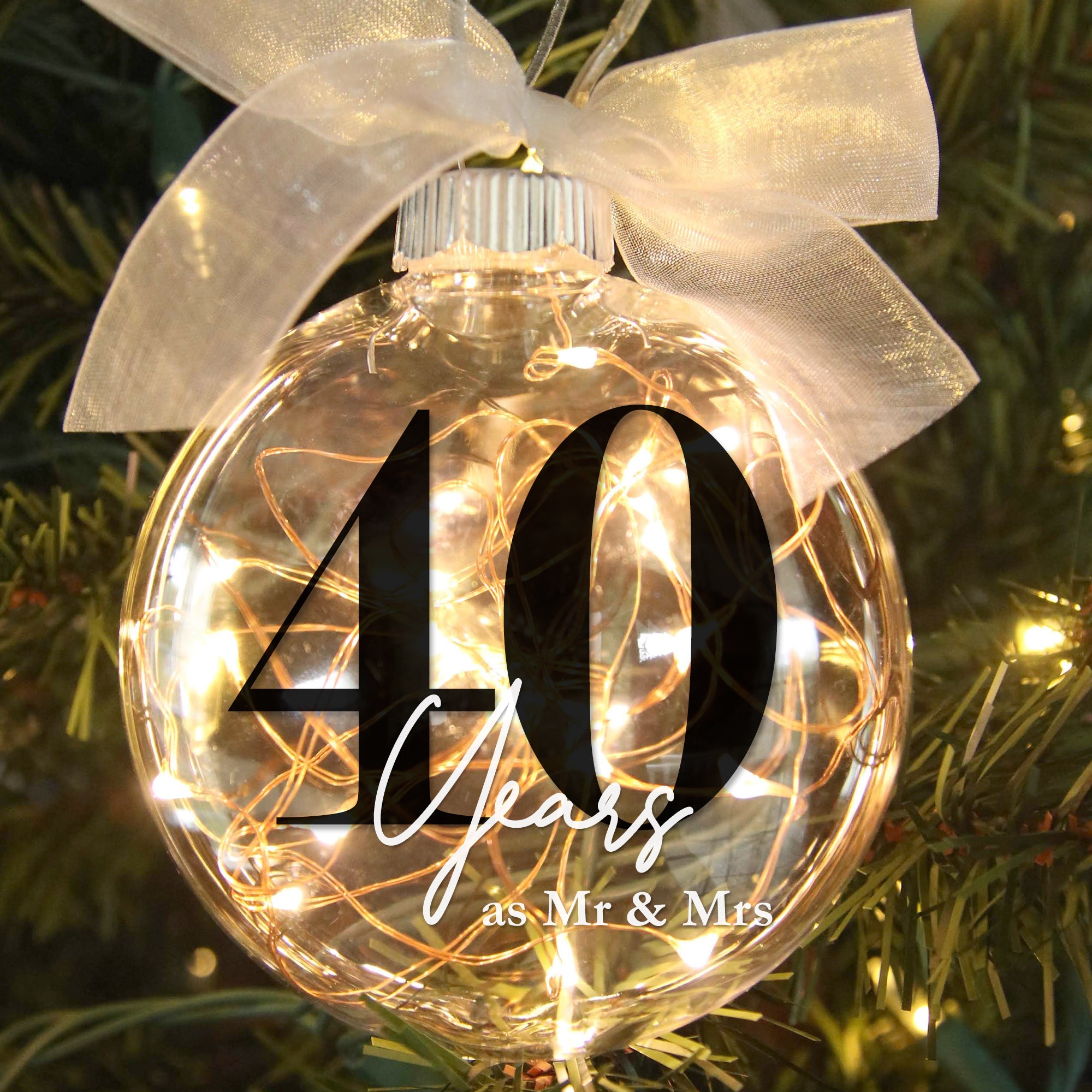 40th Wedding Anniversary Lighted Christmas Ornament