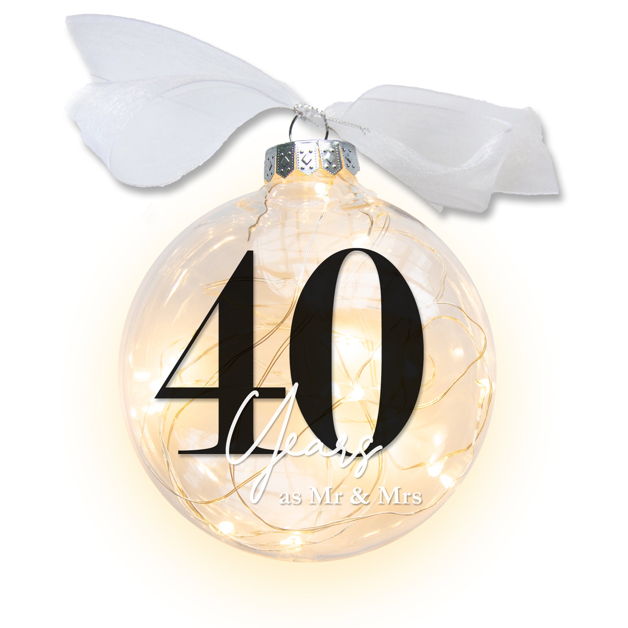 40th Wedding Anniversary Lighted Christmas Ornament