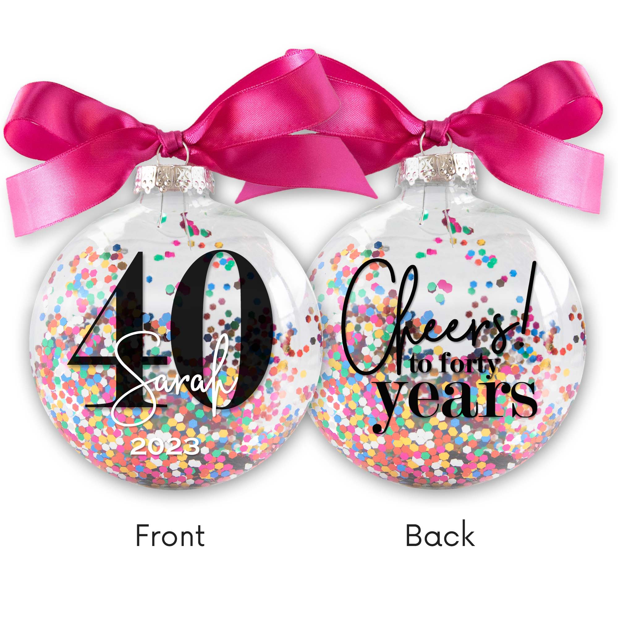 40th Birthday Confetti Christmas Ornament