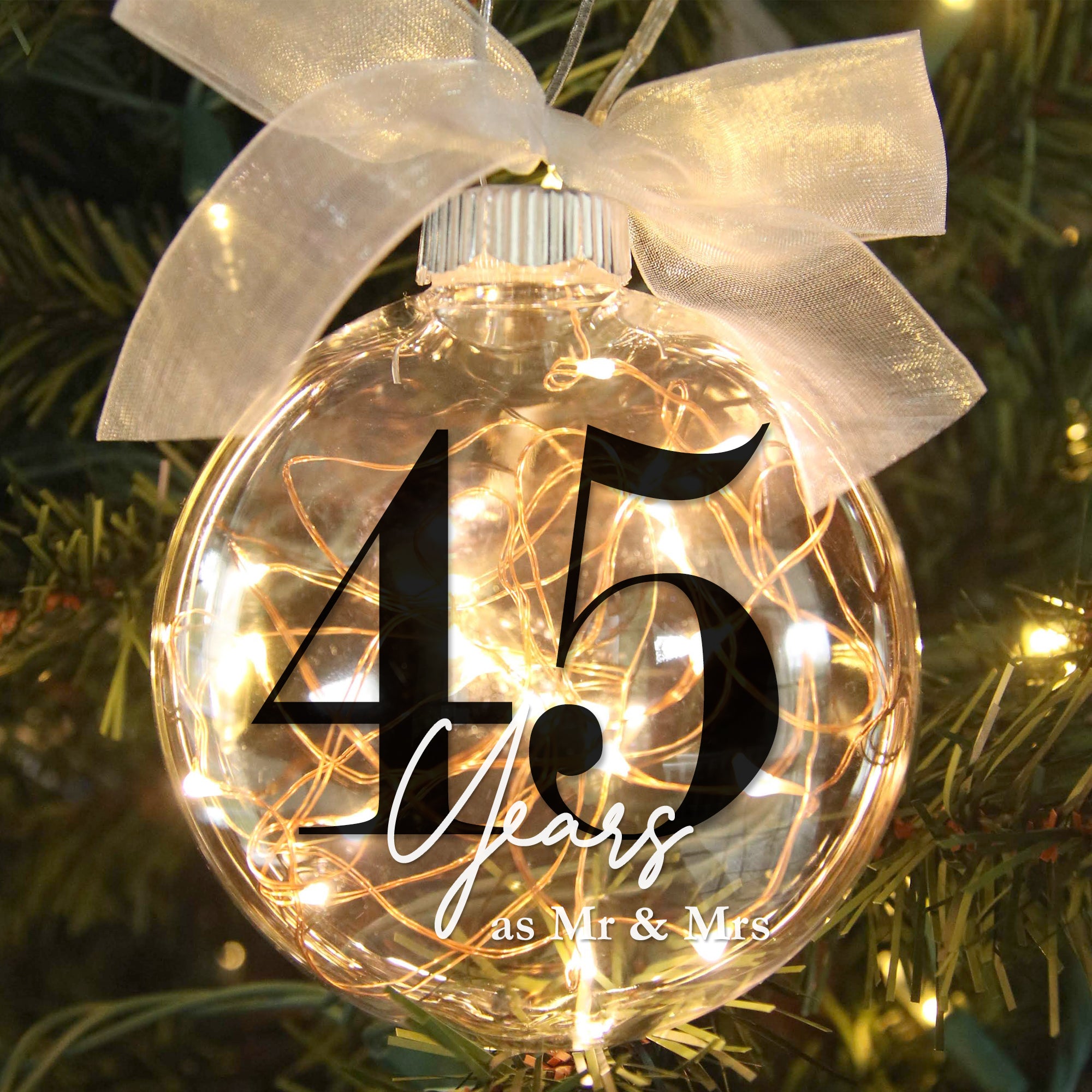 45th Wedding Anniversary Lighted Christmas Ornament