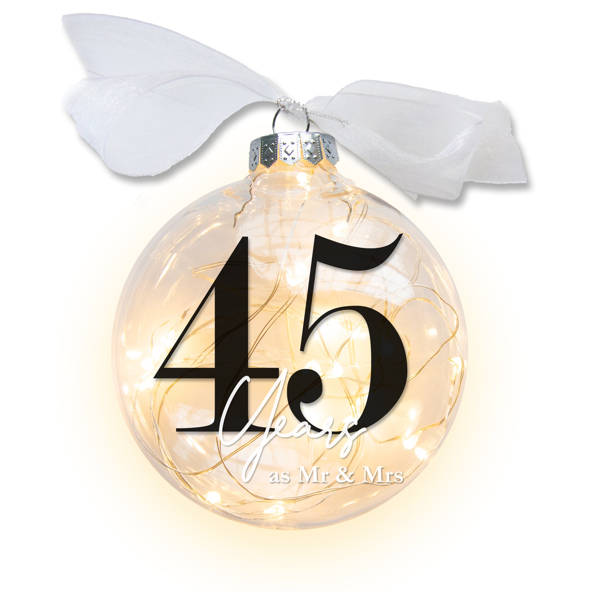 45th Wedding Anniversary Lighted Christmas Ornament