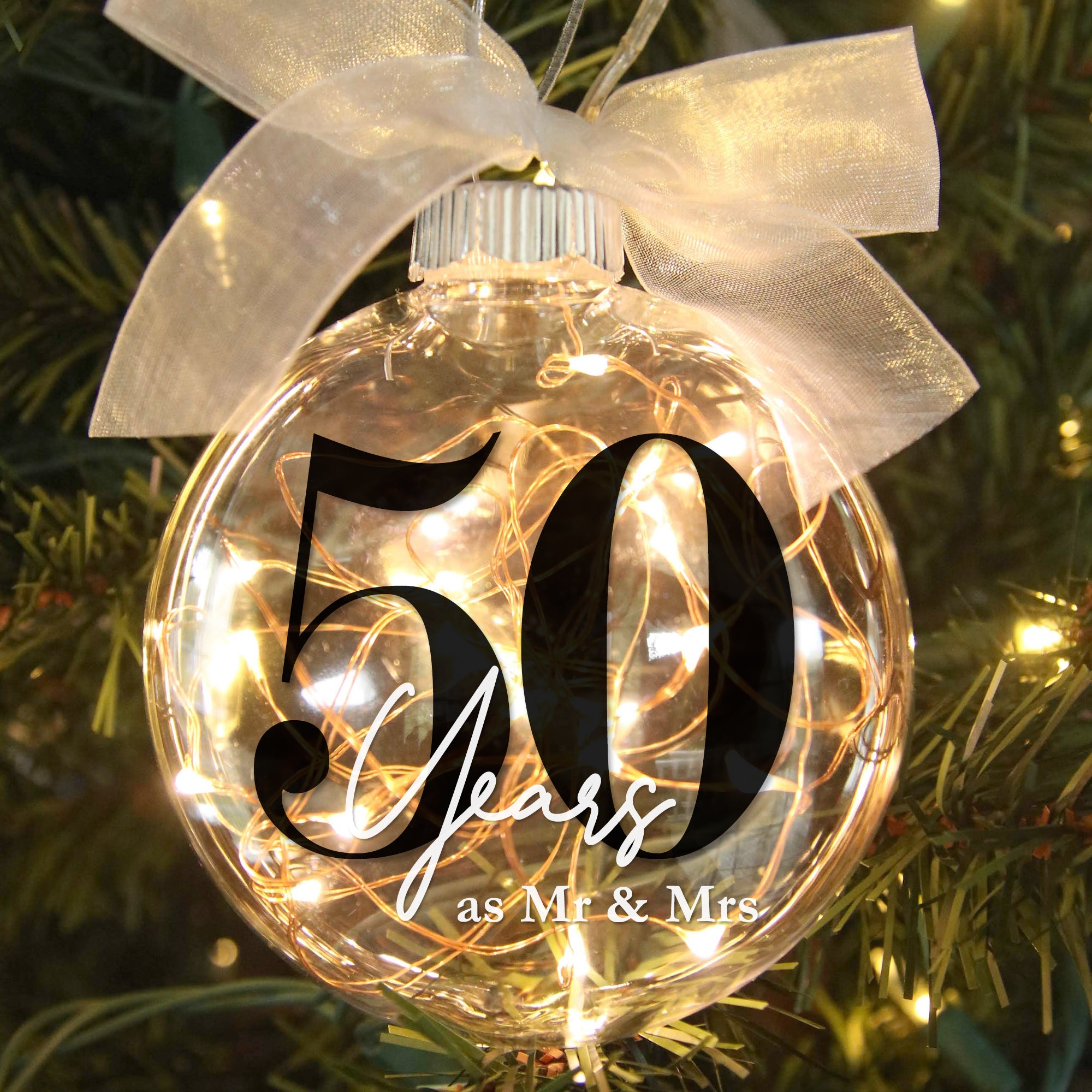 50th Wedding Anniversary Lighted Christmas Ornament