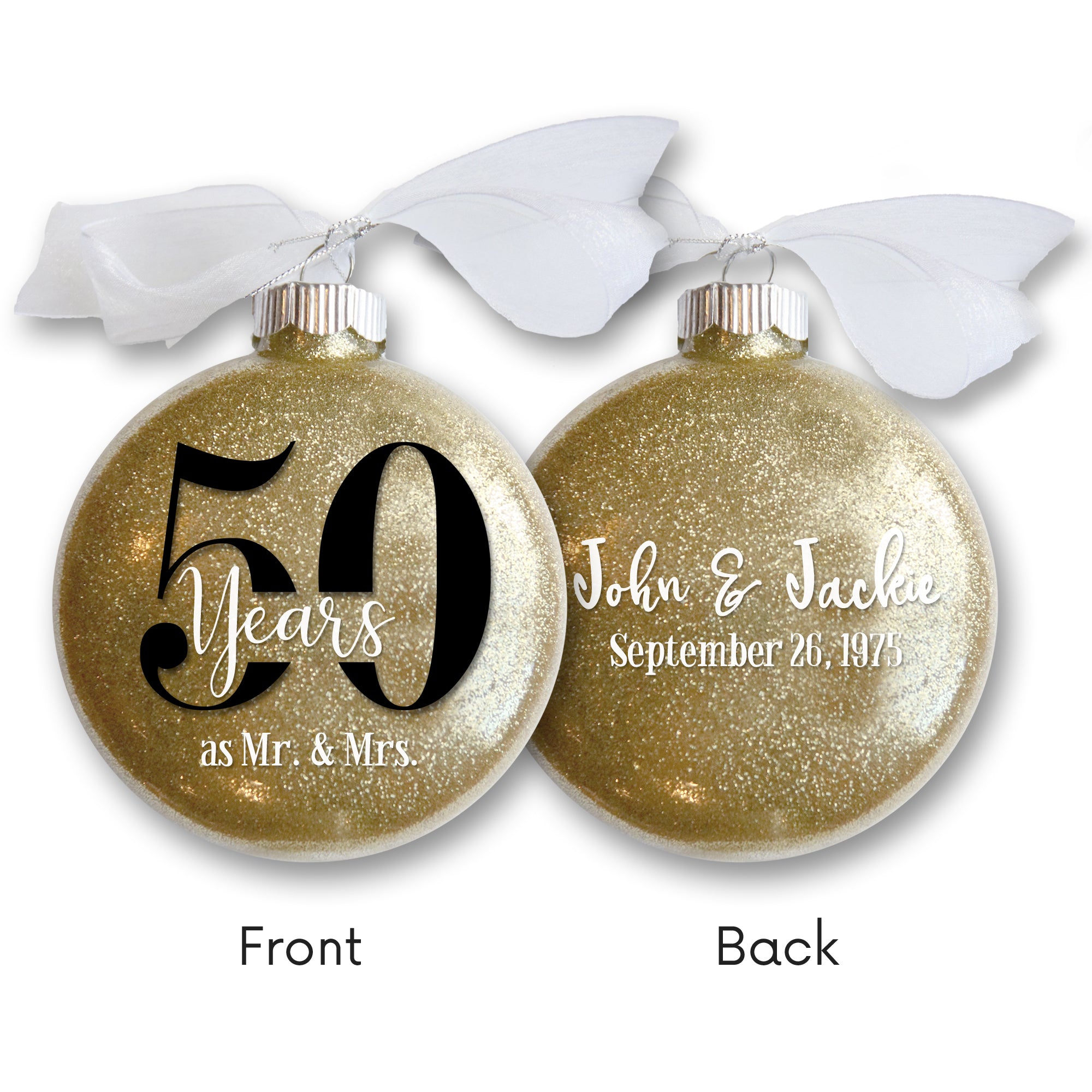 Personalized Anniversary Glitter Ornament – Milestone Keepsake Gift