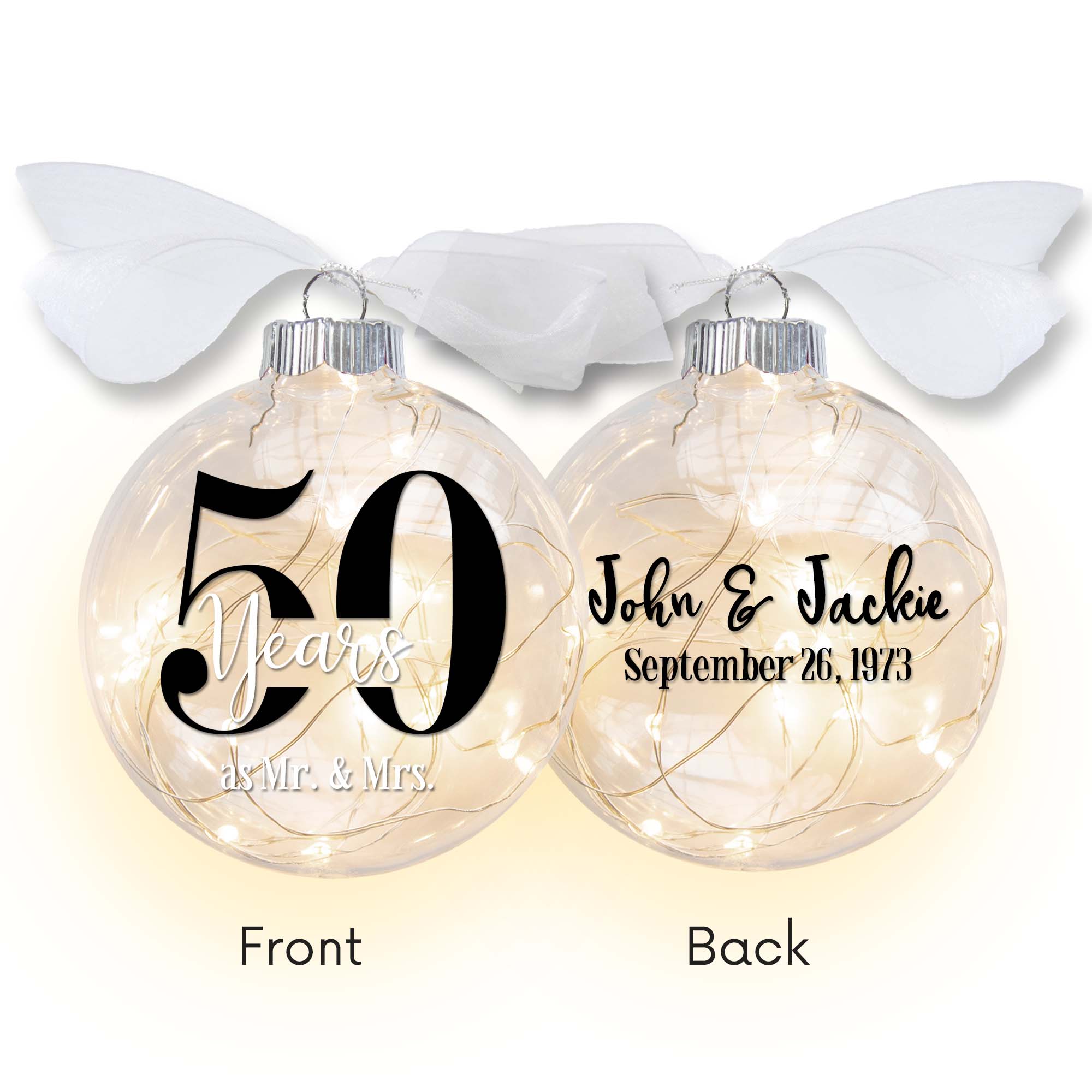Personalized Anniversary Lighted Ornament – Milestone Keepsake Gift