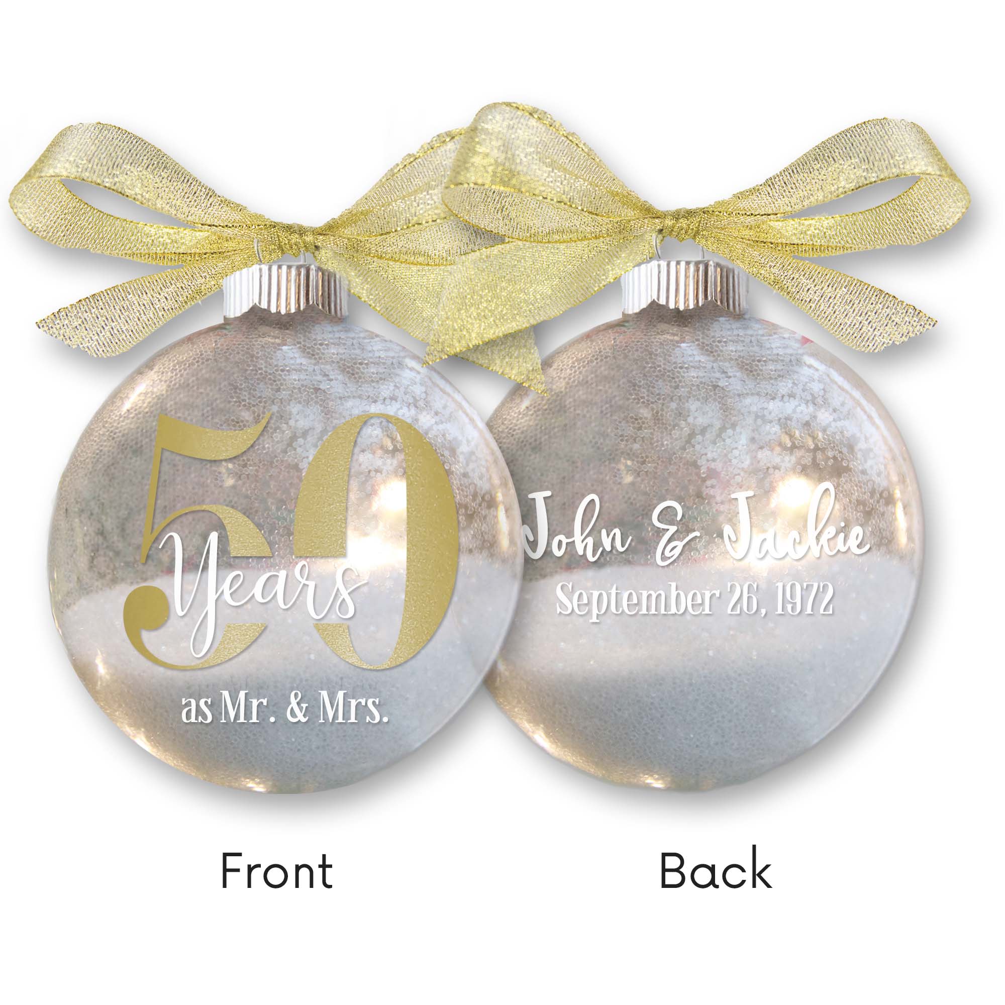 50th Wedding Anniversary Glitter Christmas Ornament