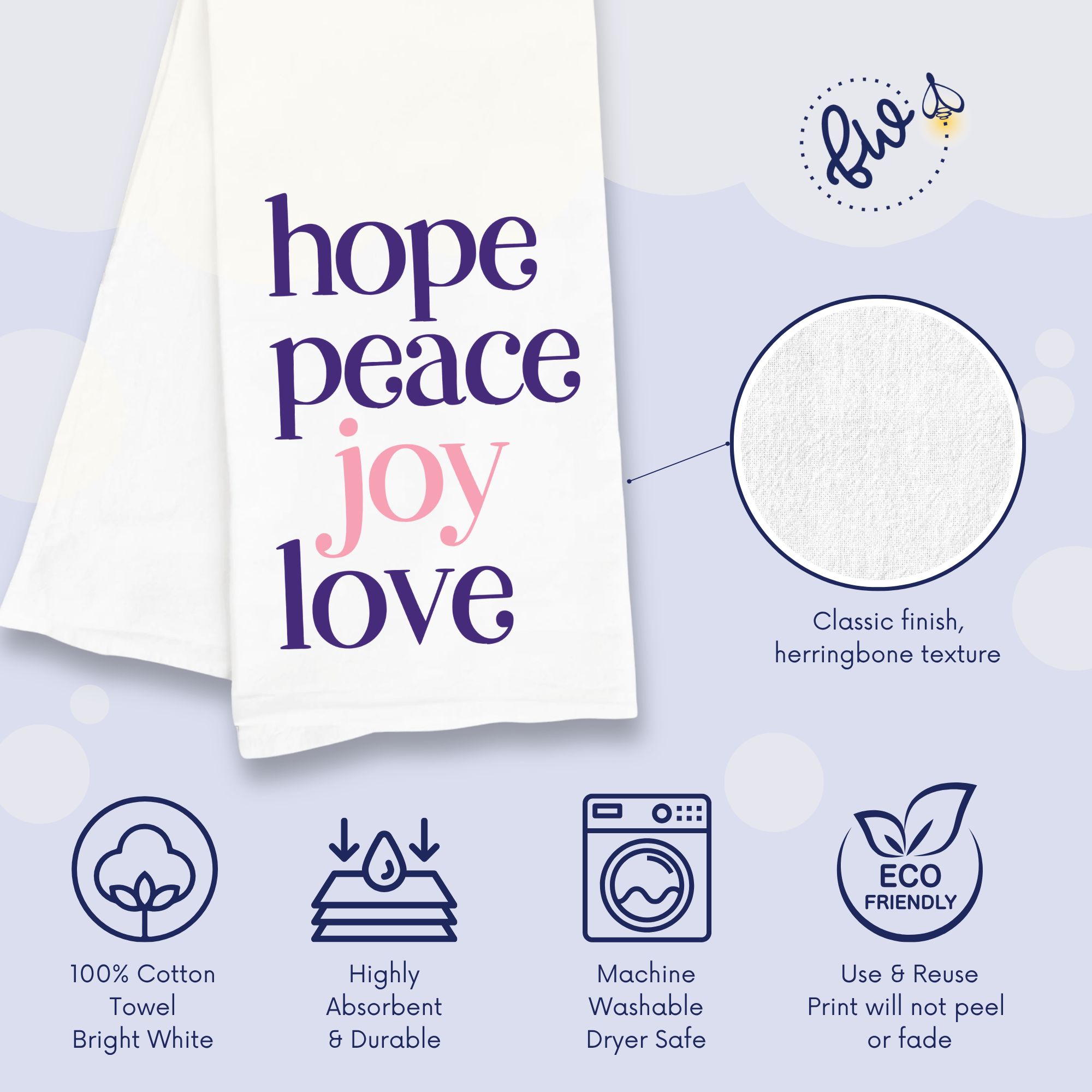 Advent Kitchen Towel – Hope Peace Joy Love Catholic Christmas Décor