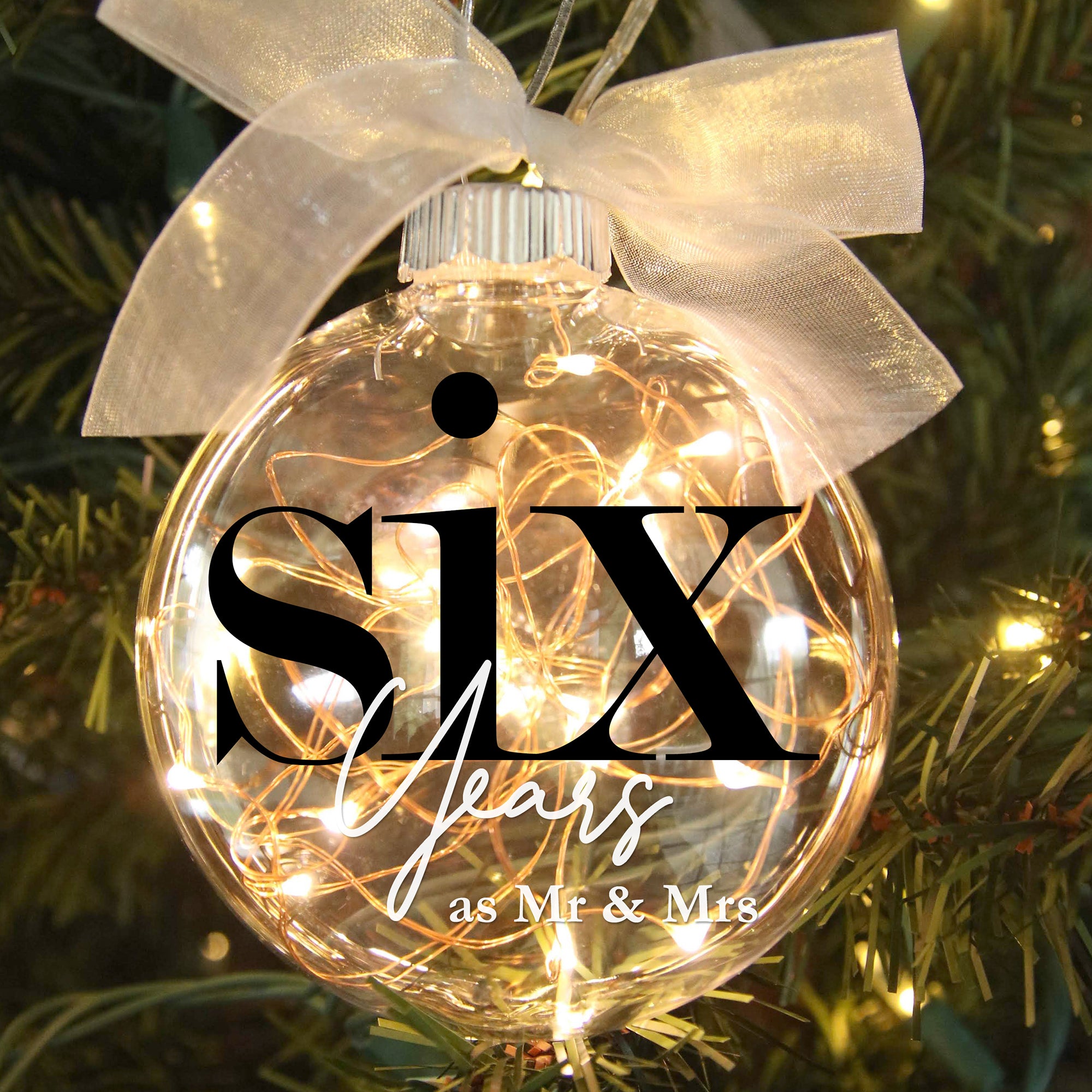 6th Wedding Anniversary Lighted Christmas Ornament