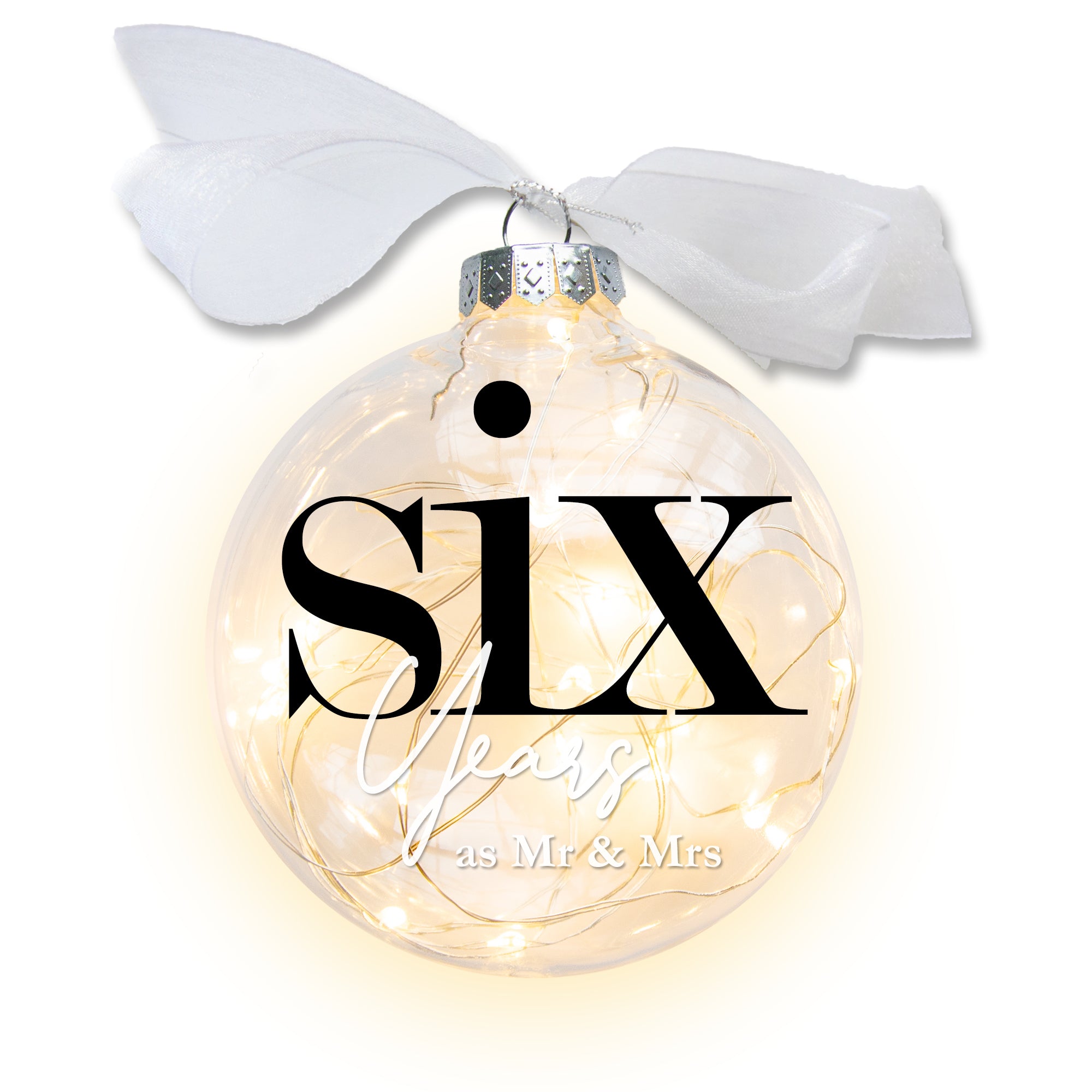 6th Wedding Anniversary Lighted Christmas Ornament