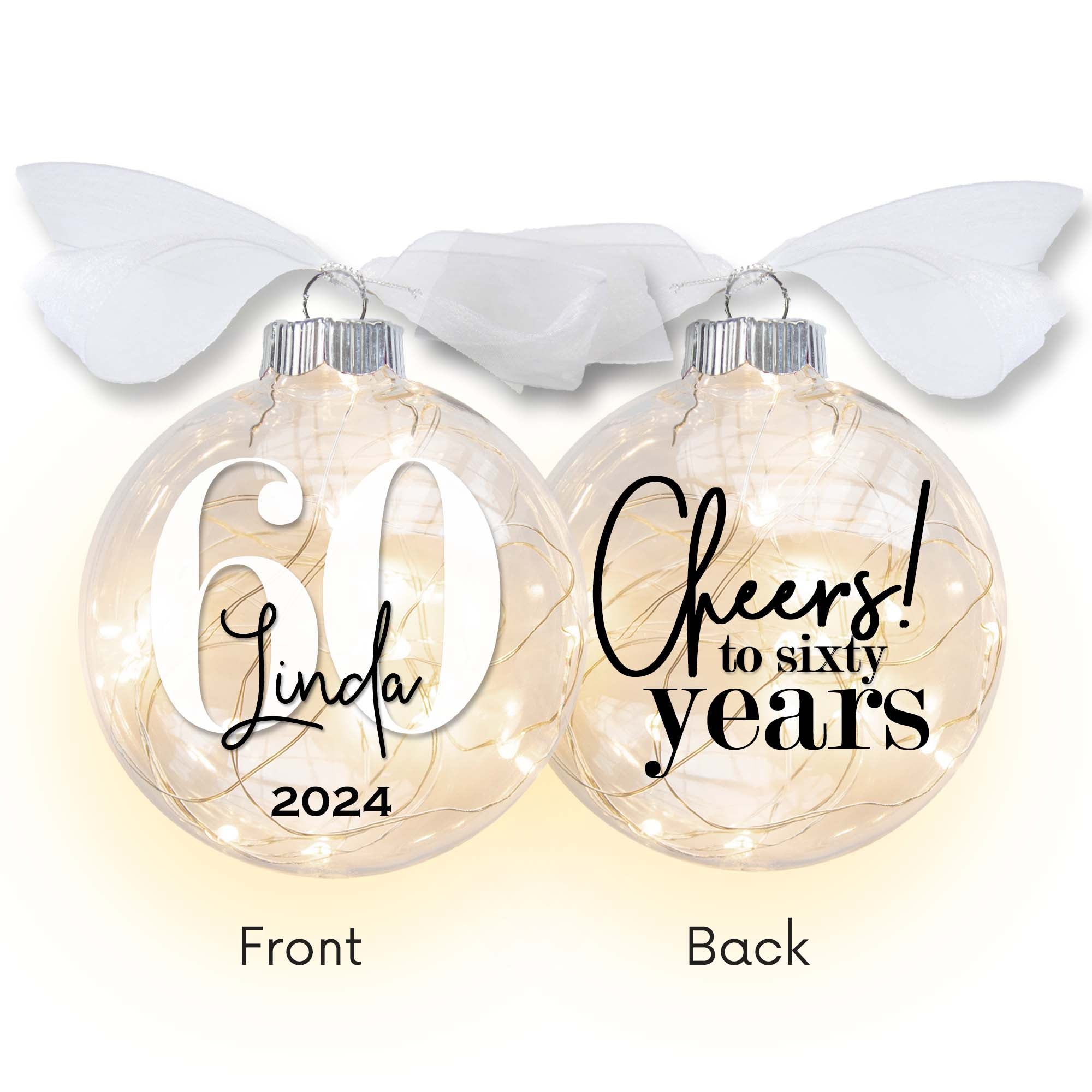 Personalized 60th birthday light up ornament cheers to sixty years