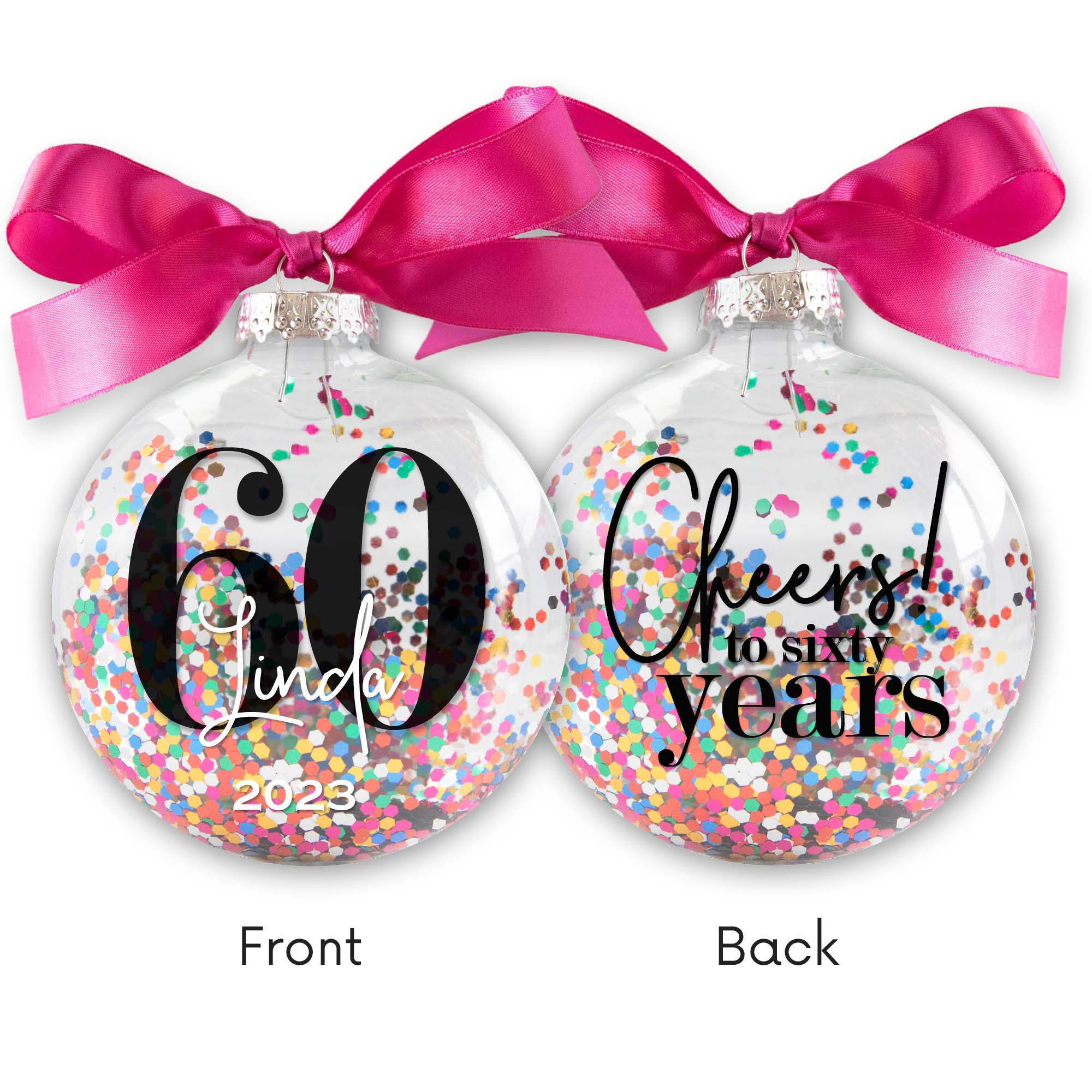 60th Birthday Confetti Christmas Ornament