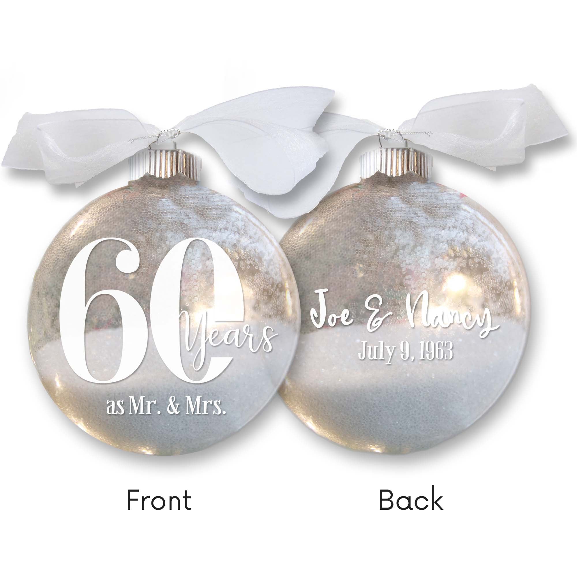 60th Wedding Anniversary Glitter Christmas Ornament