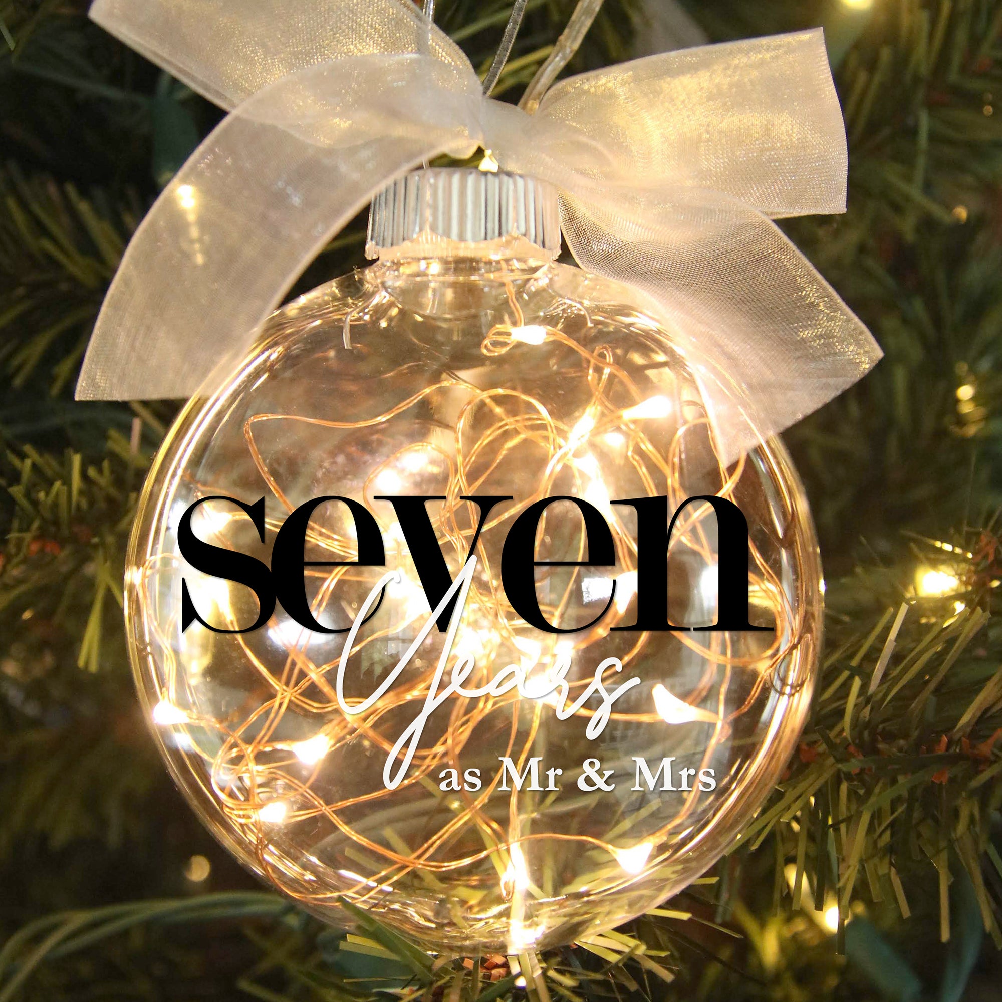 7th Wedding Anniversary Lighted Christmas Ornament