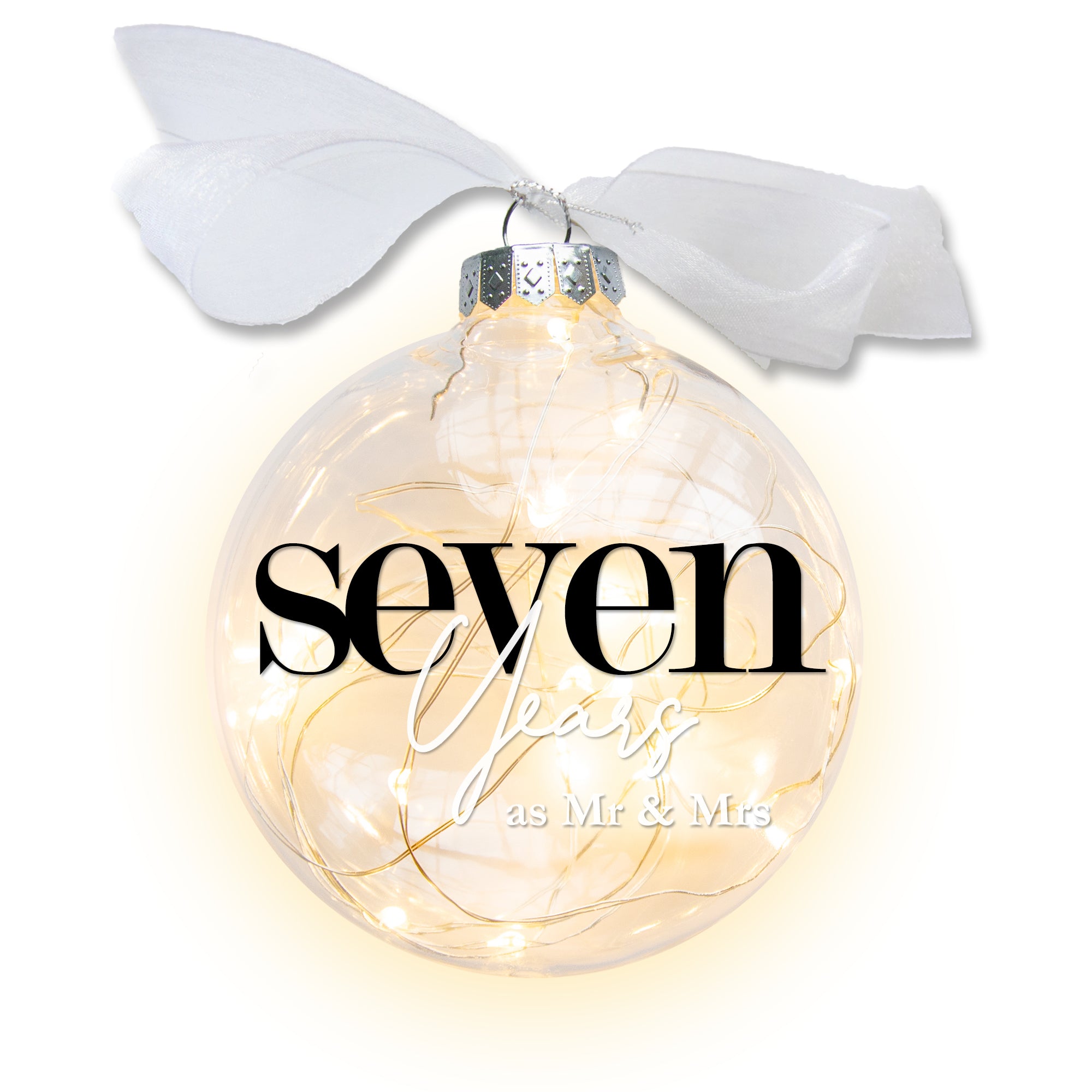 7th Wedding Anniversary Lighted Christmas Ornament