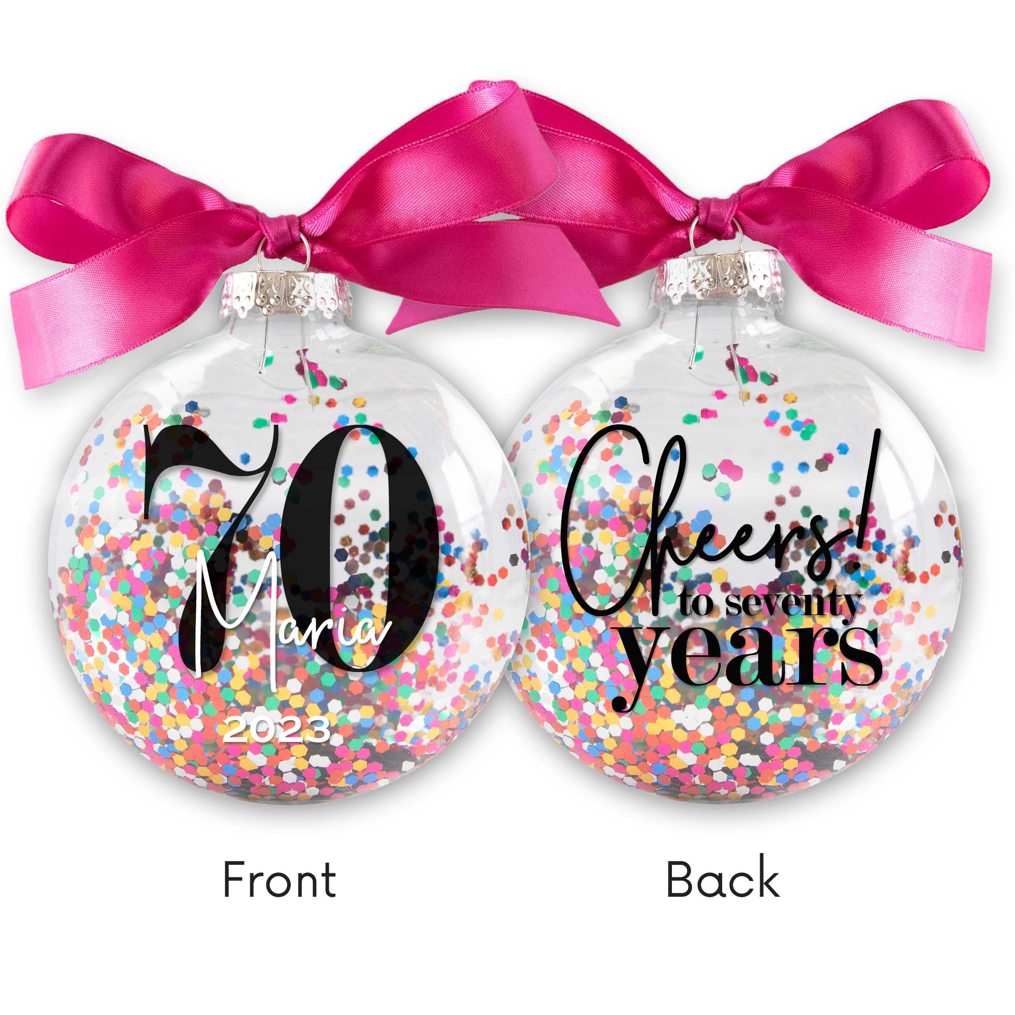 70th Birthday Confetti Christmas Ornament