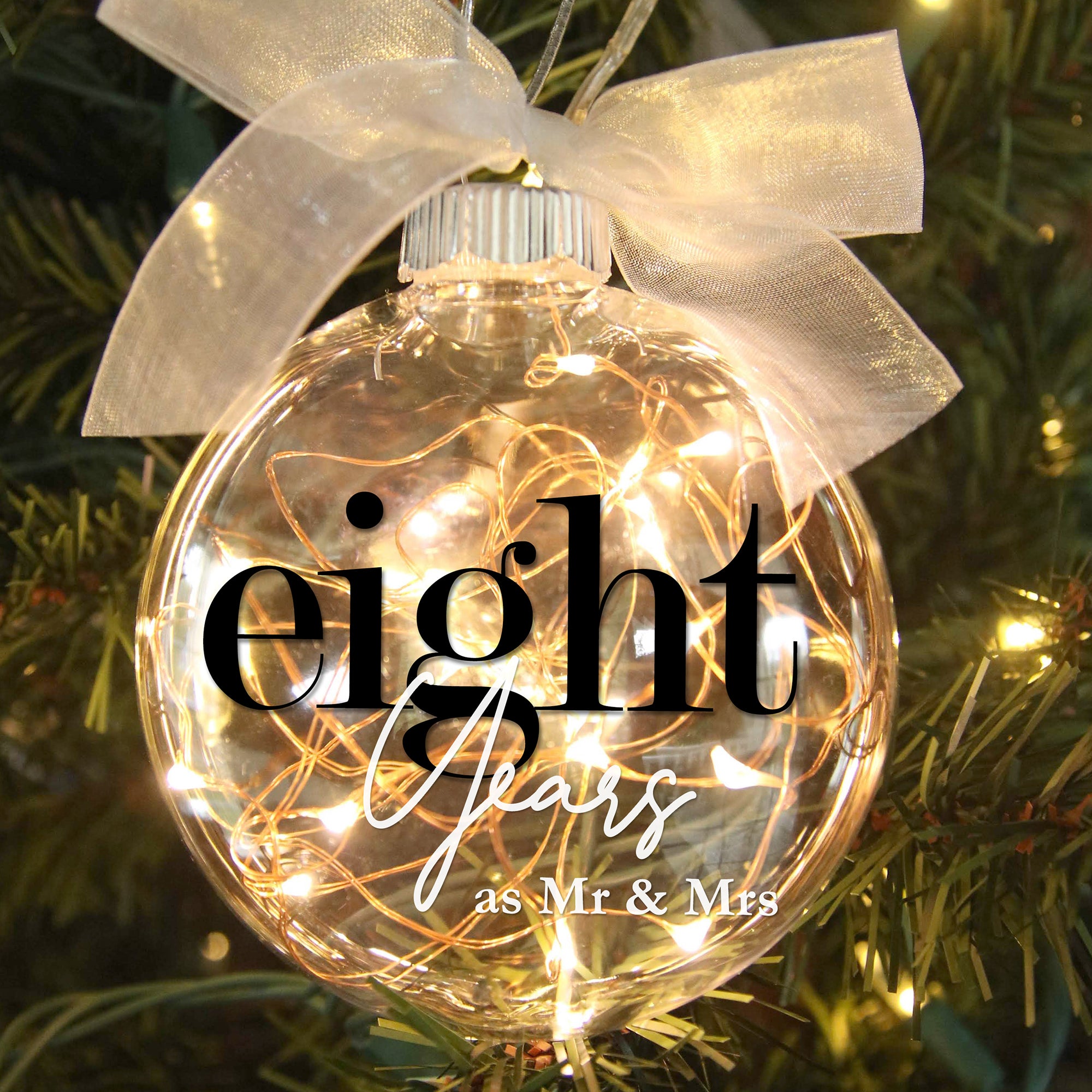8th Wedding Anniversary Lighted Christmas Ornament