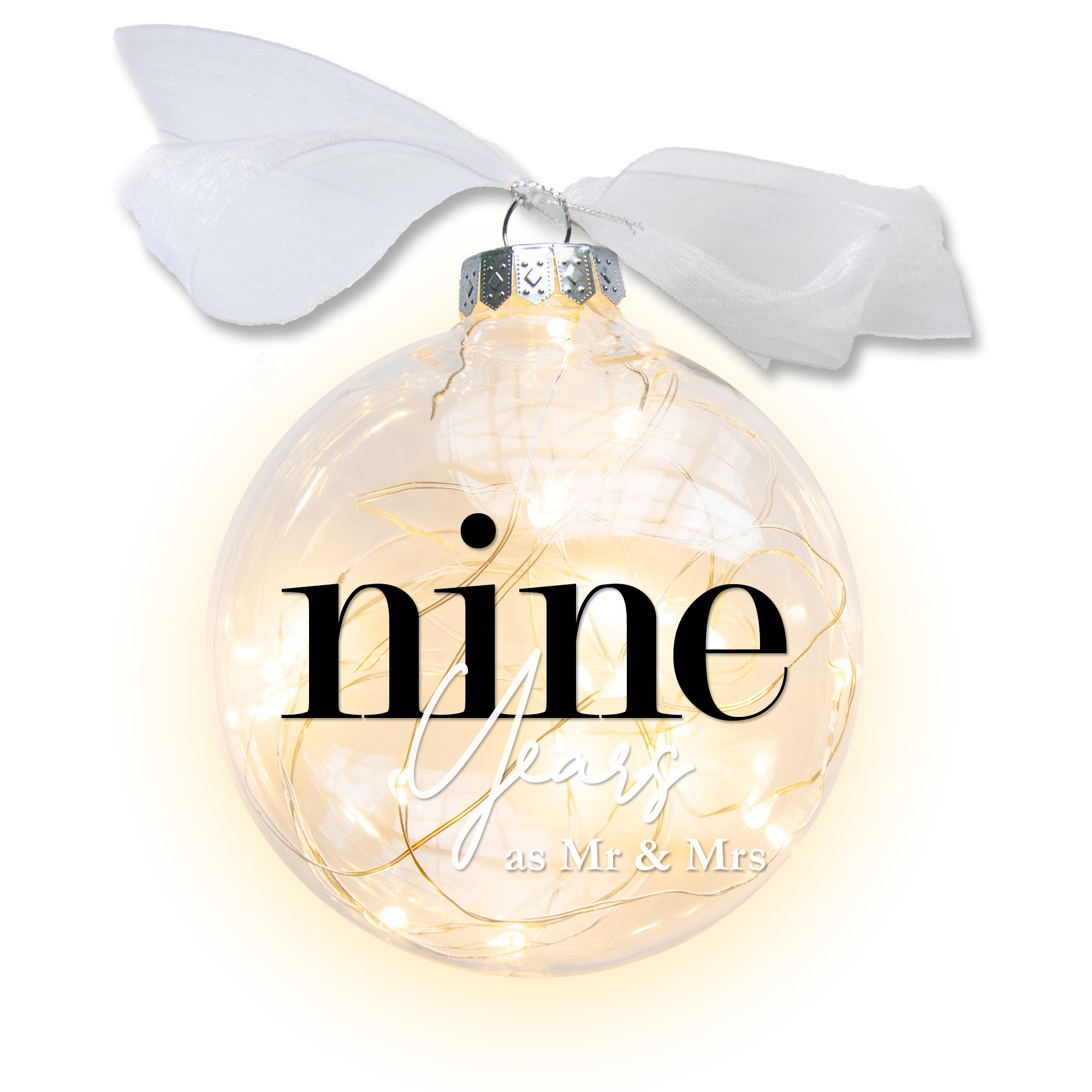 9th Wedding Anniversary Lighted Christmas Ornament