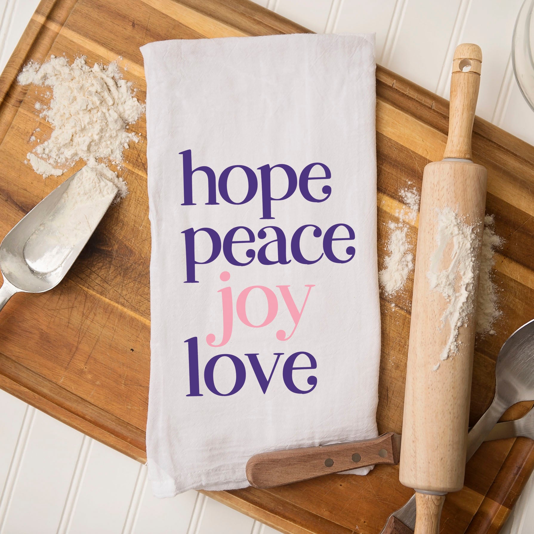 Advent Kitchen Towel – Hope Peace Joy Love Catholic Christmas Décor