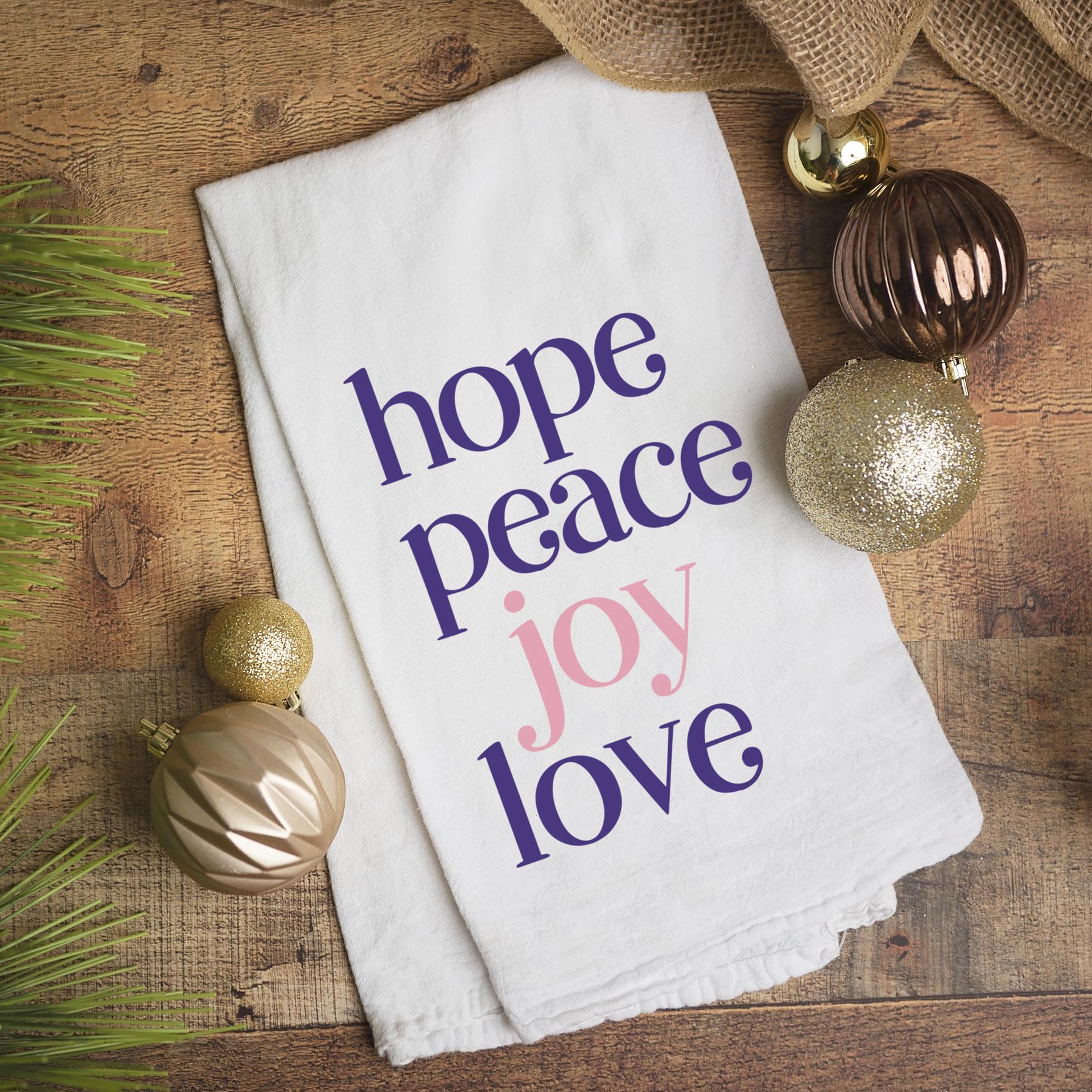 Advent Kitchen Towel – Hope Peace Joy Love Catholic Christmas Décor