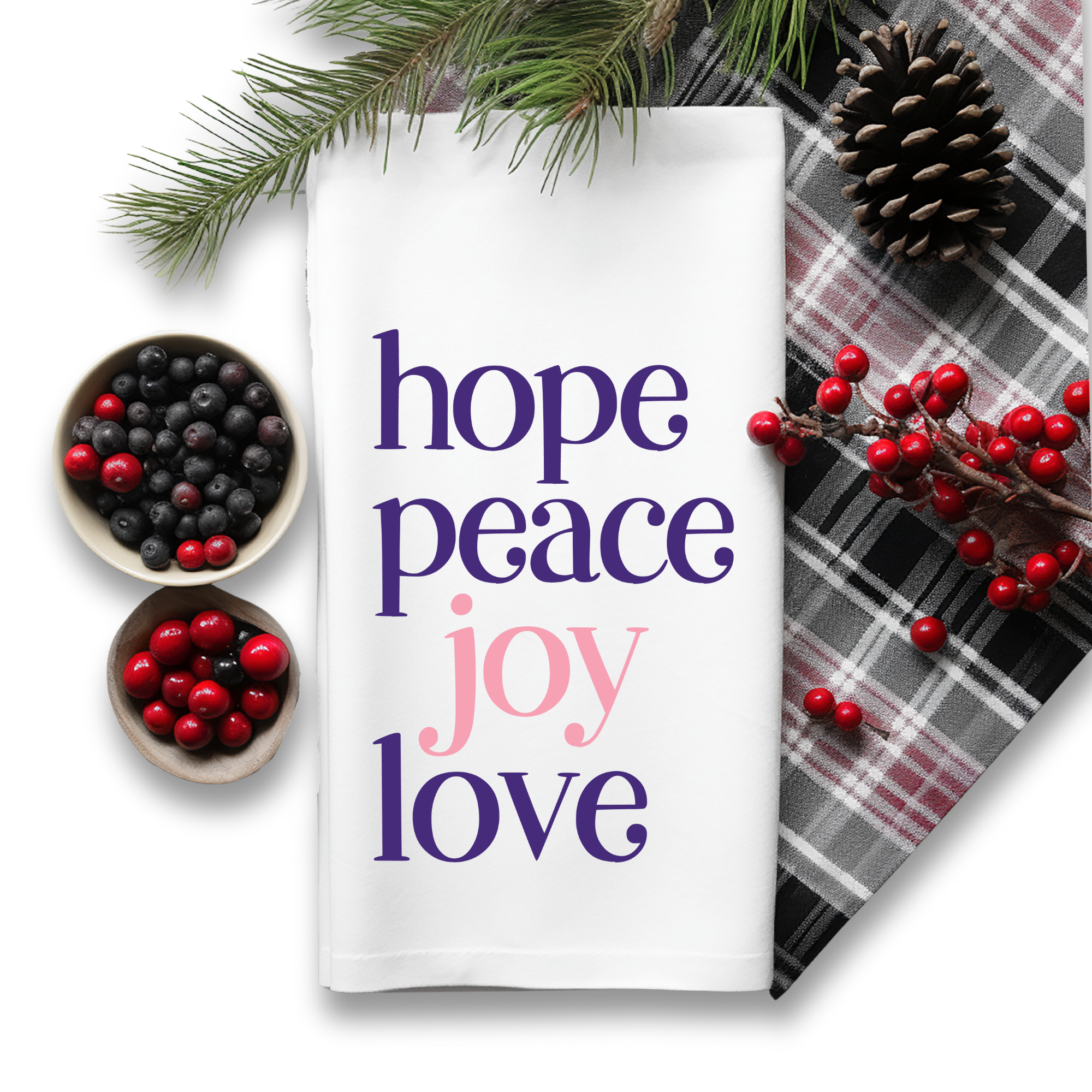 Advent Kitchen Towel – Hope Peace Joy Love Catholic Christmas Décor