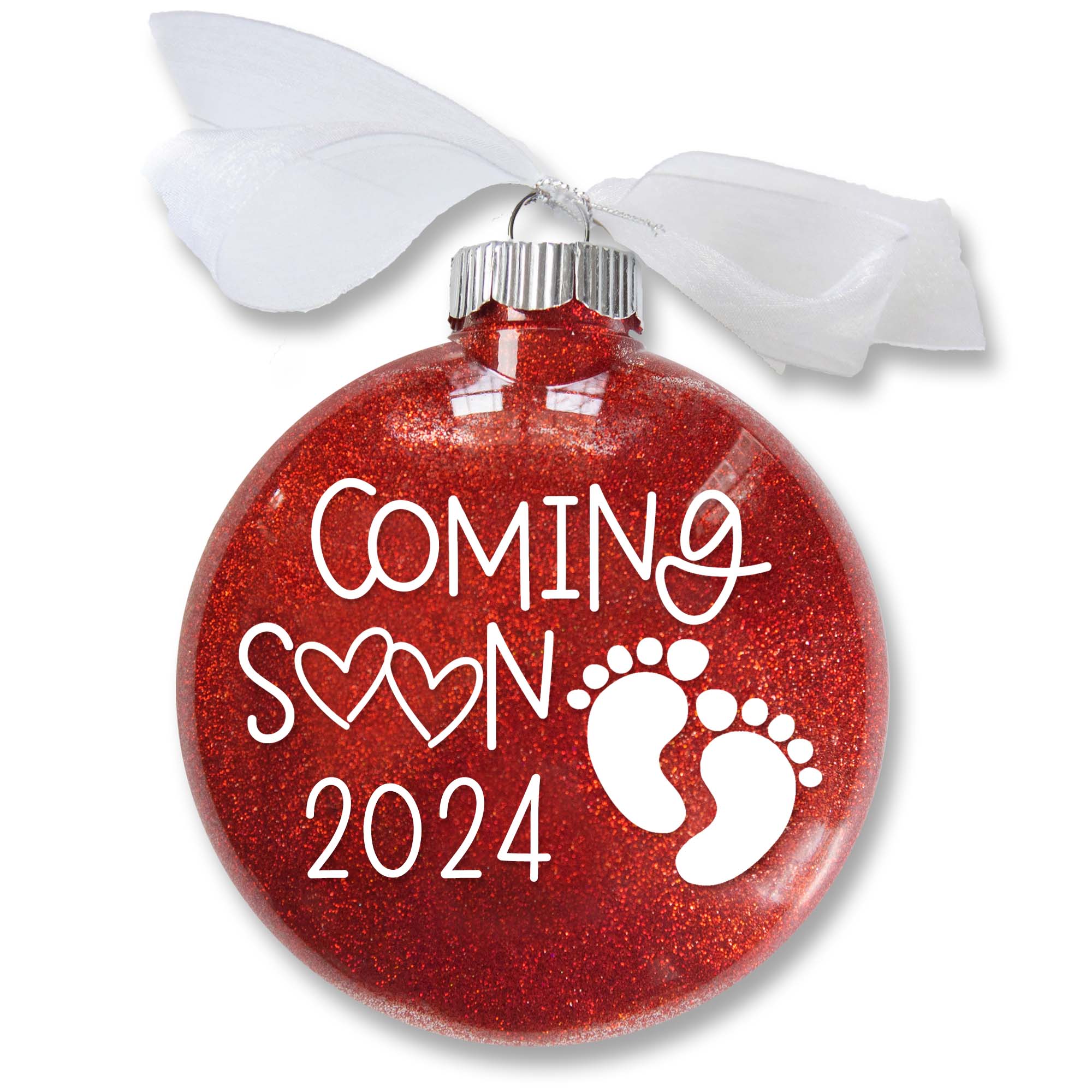 Pregnancy Announcement Glitter Christmas Ornament