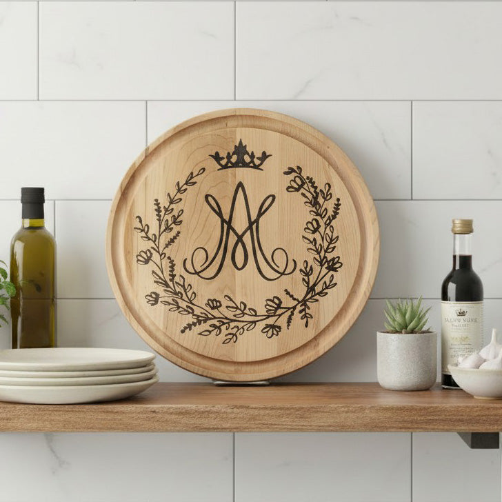 Auspice Maria Cutting Board — Virgin Mary Monogram