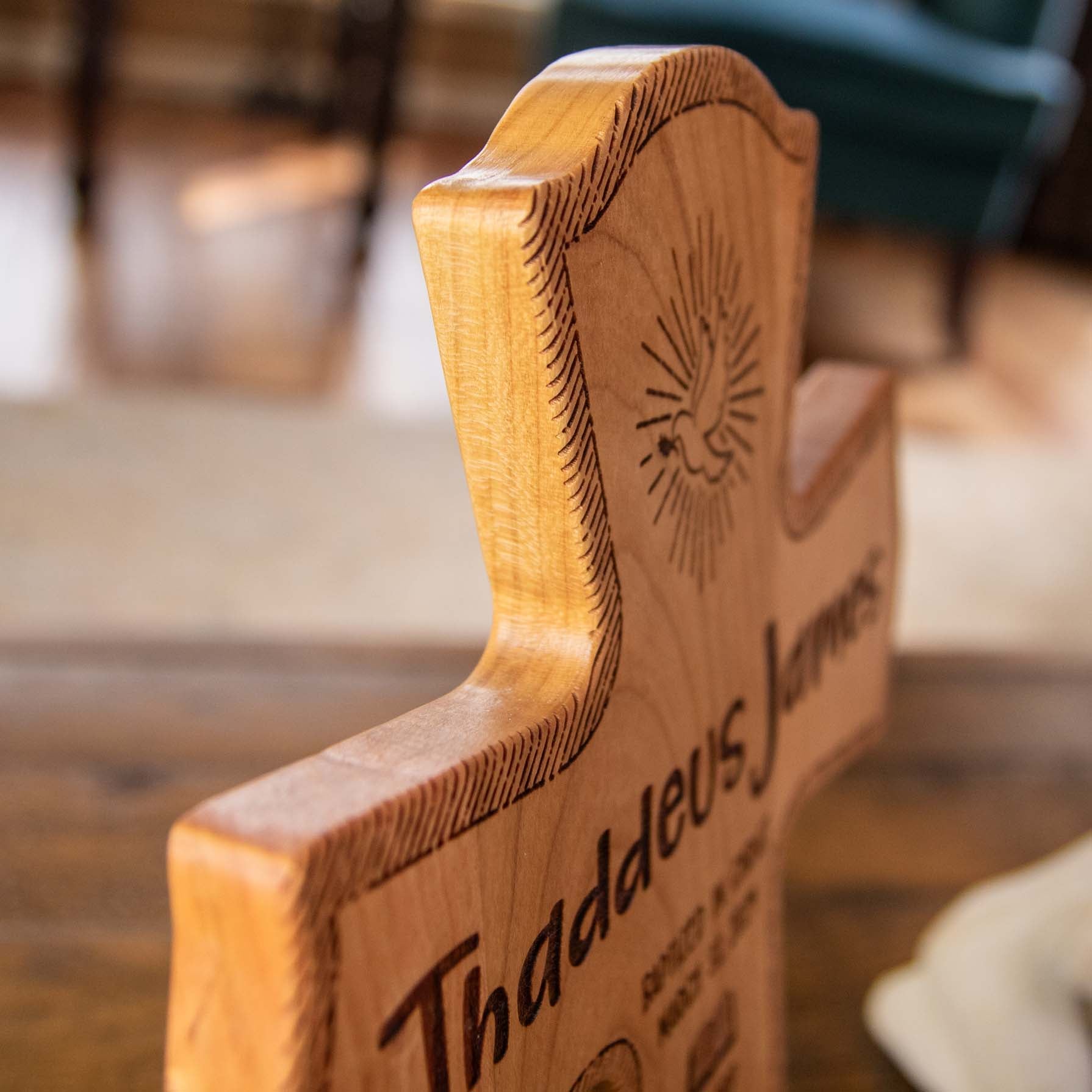 Baptism Personalized Wood Cross - Engraved Baby Name & Date