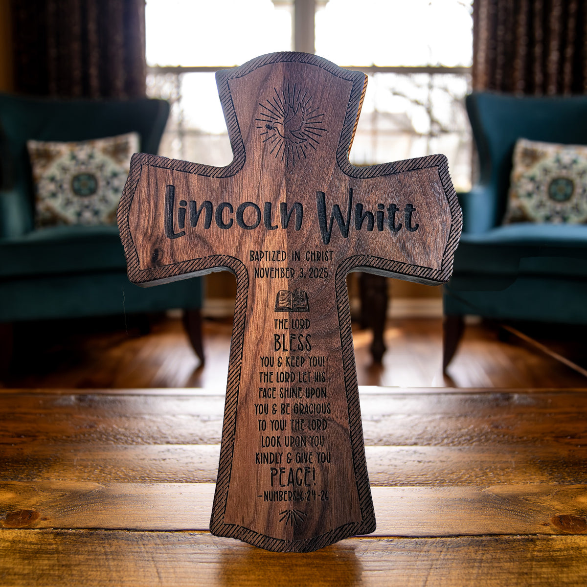 Personalized Baptism Cross | Catholic Baptism Gift for Baby