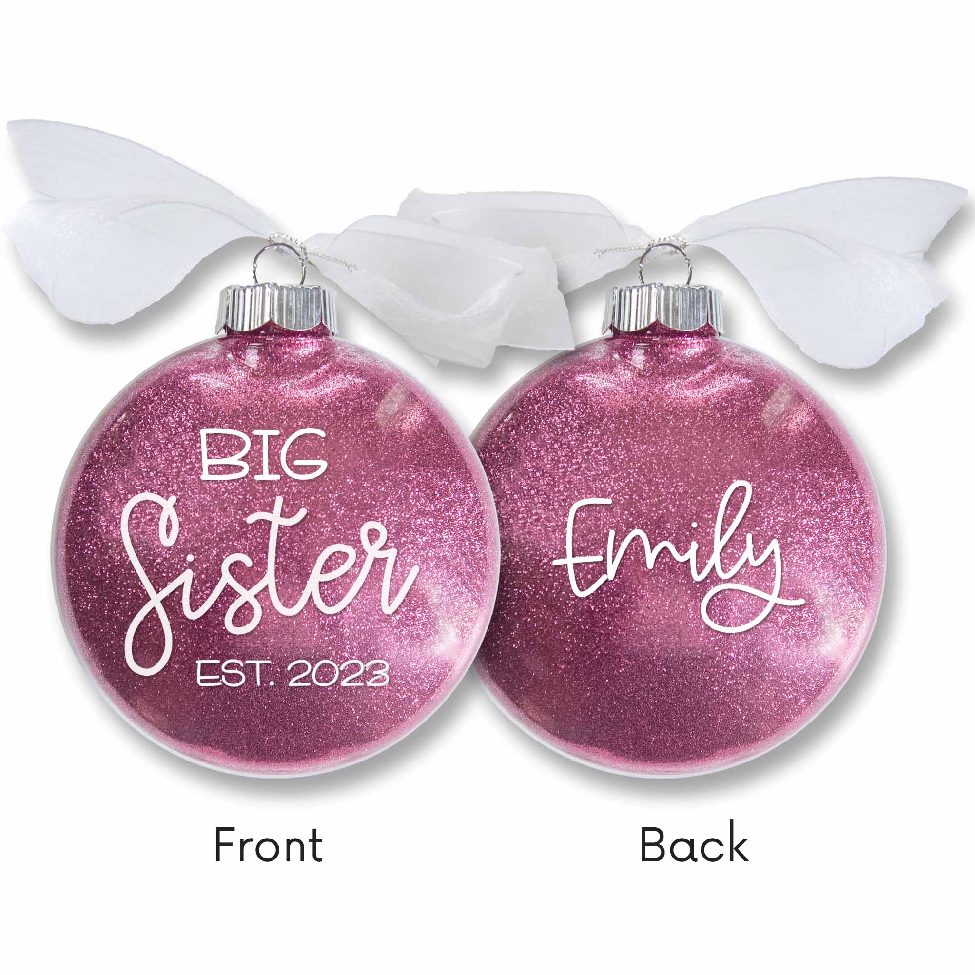 Big Sister Glitter Christmas Ornament