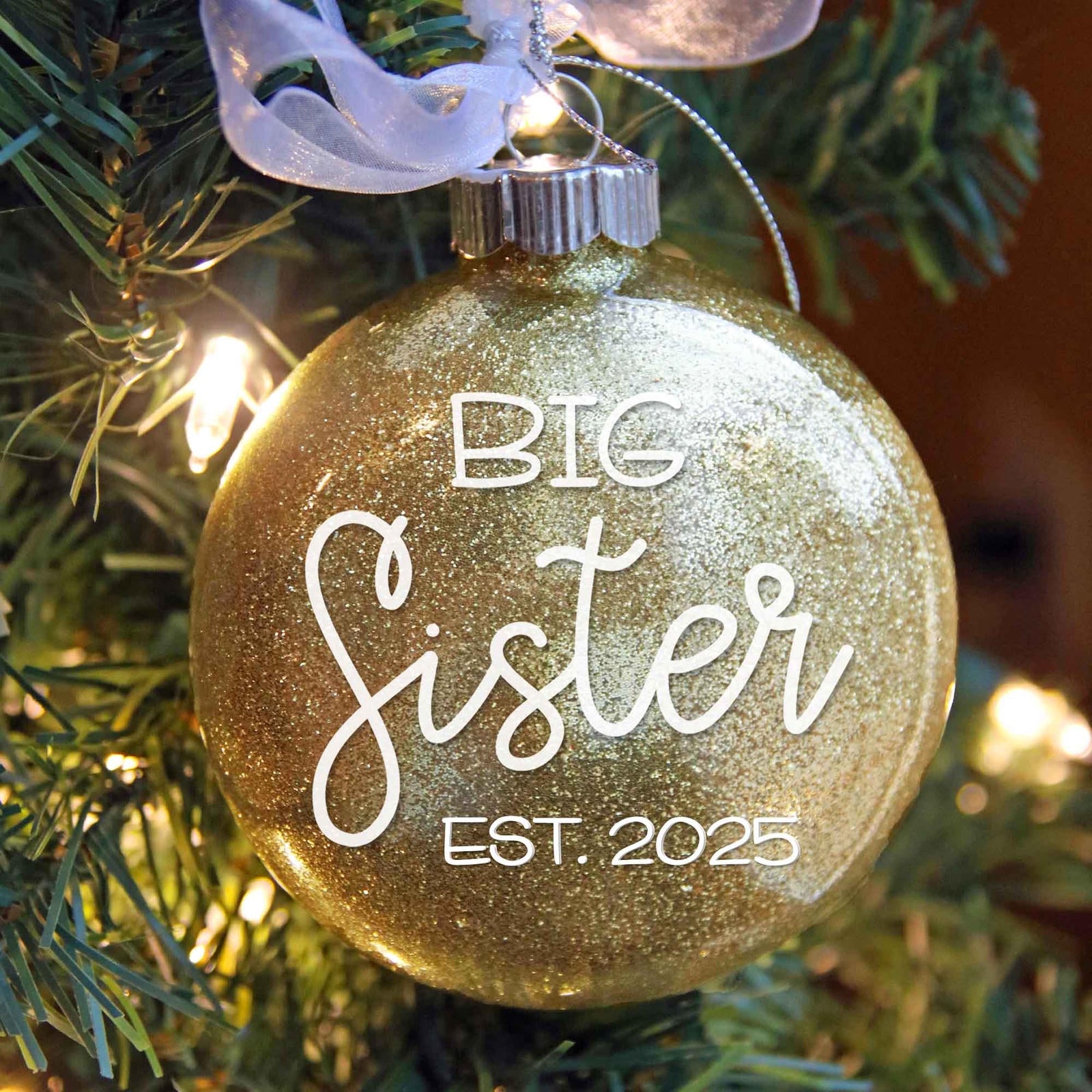 Big Sister Glitter Christmas Ornament