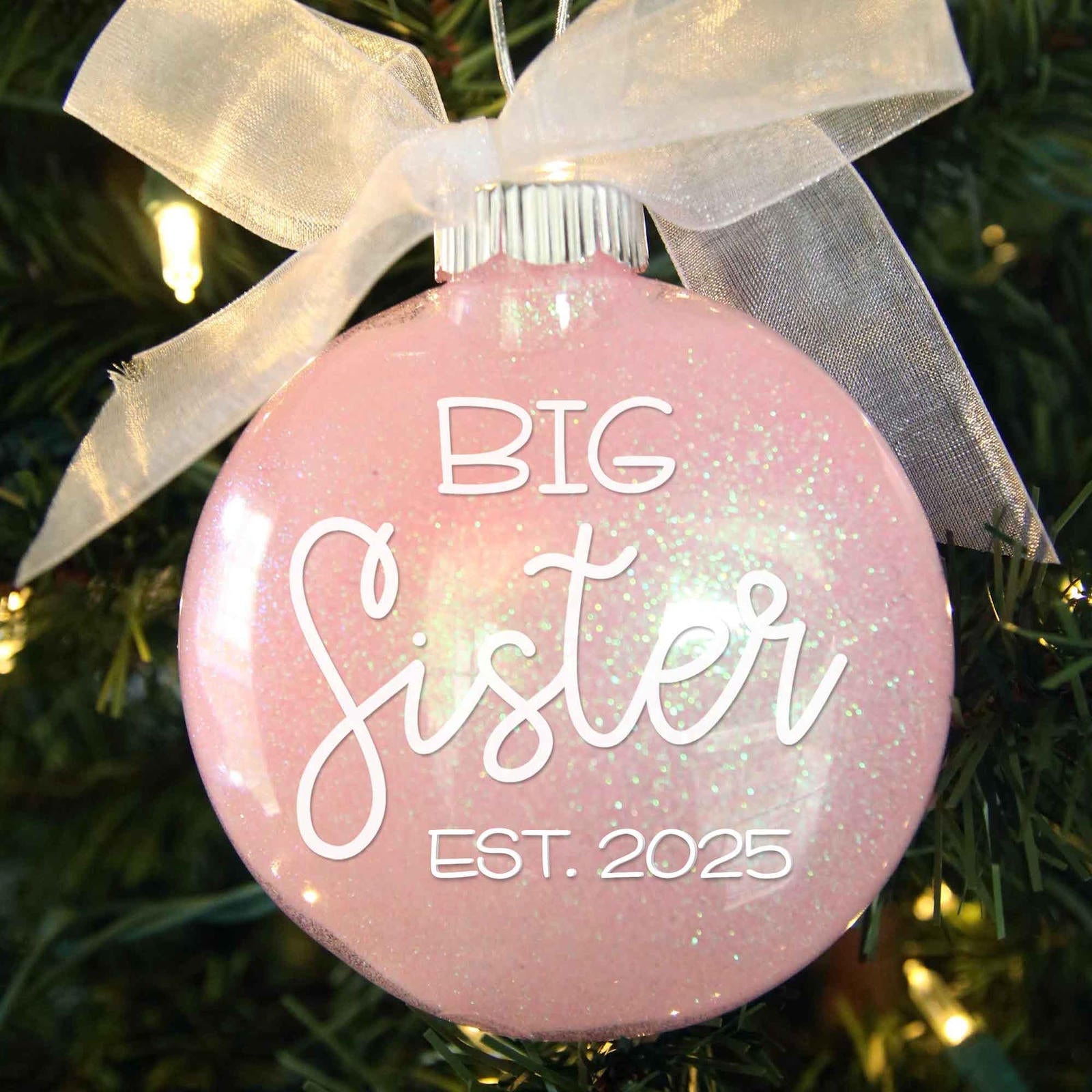 Big Sister Glitter Christmas Ornament