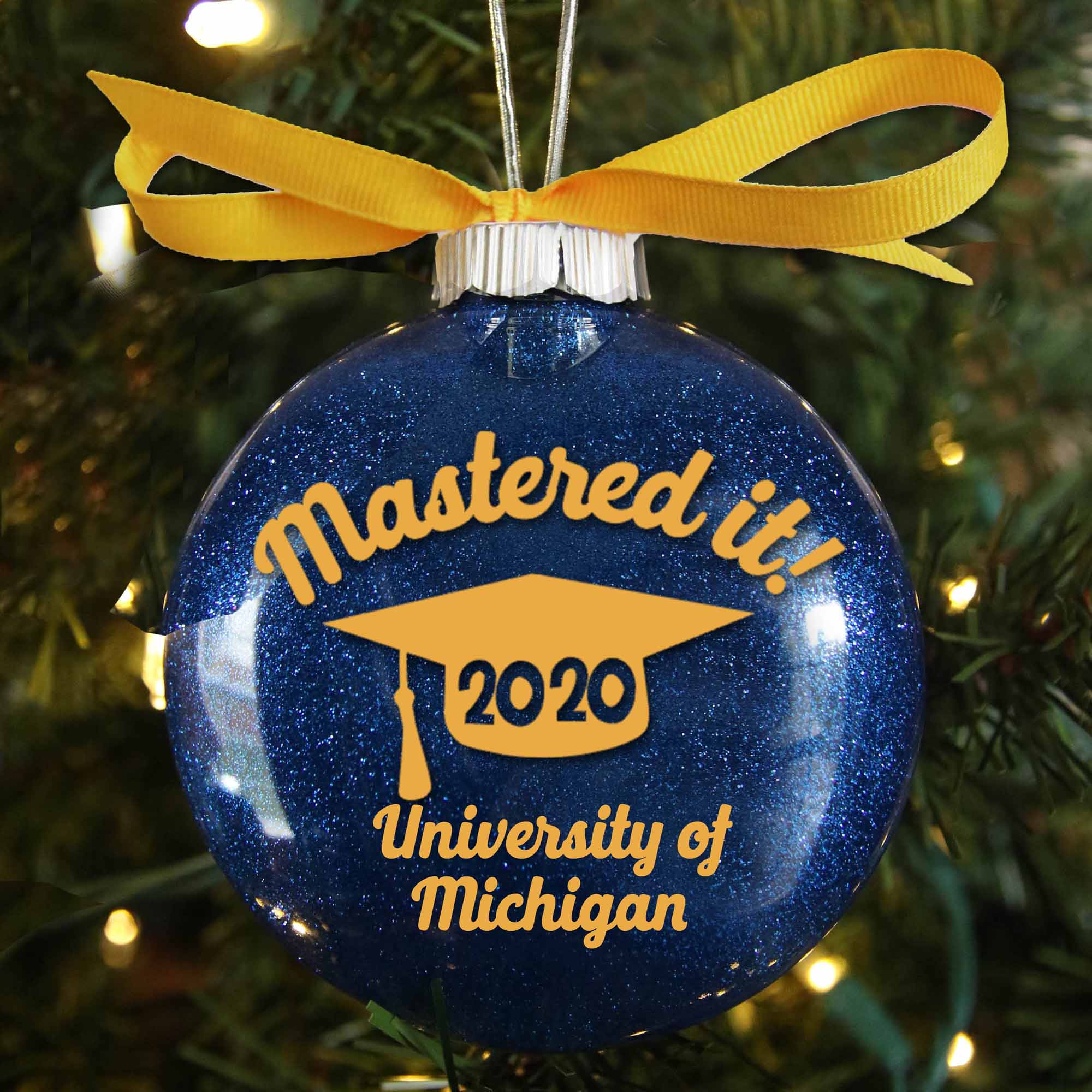 Masters Degree Graduation Glitter Christmas Ornament